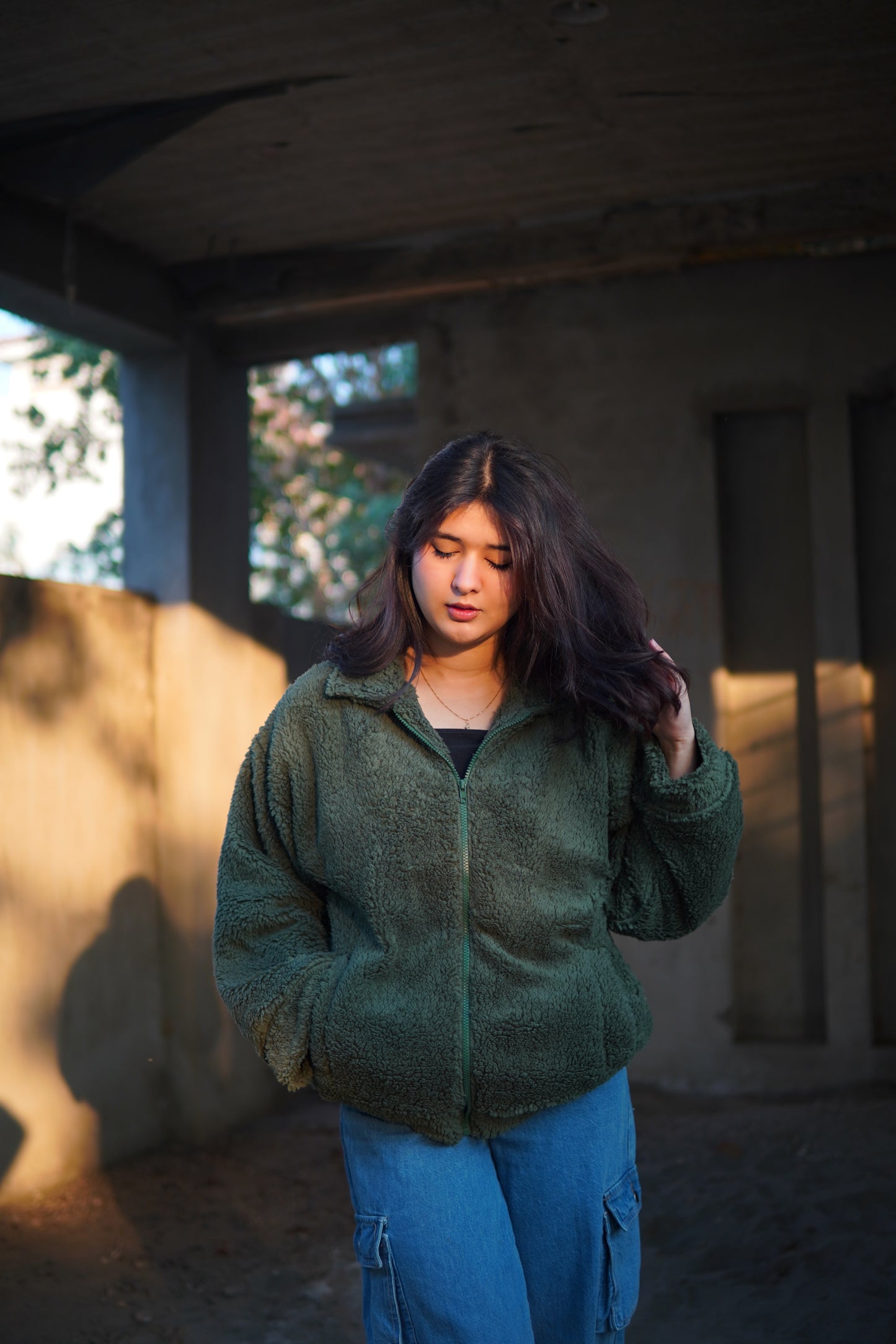 1 Pc Teddy Jacket - Dark Green