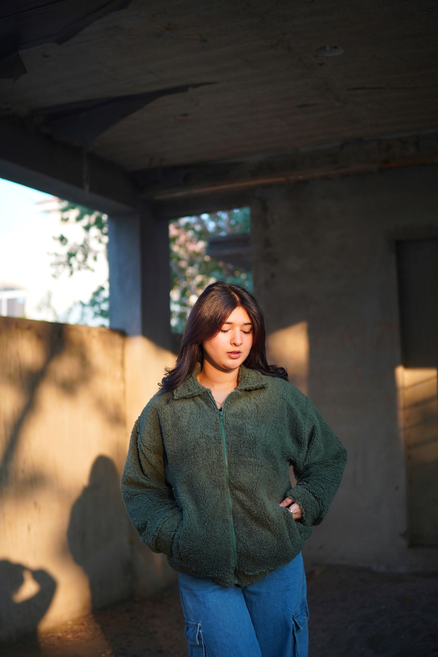 1 Pc Teddy Jacket - Dark Green