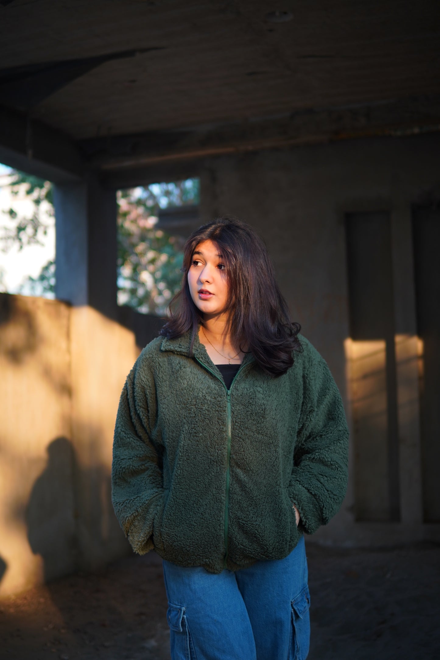 1 Pc Teddy Jacket - Dark Green