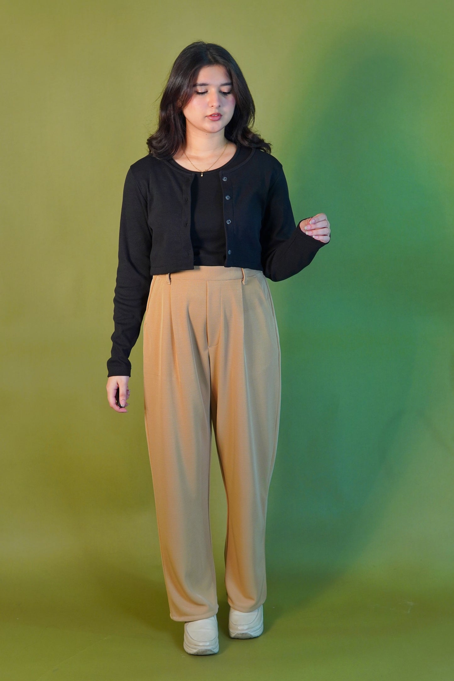 Korean pleated pants - beige