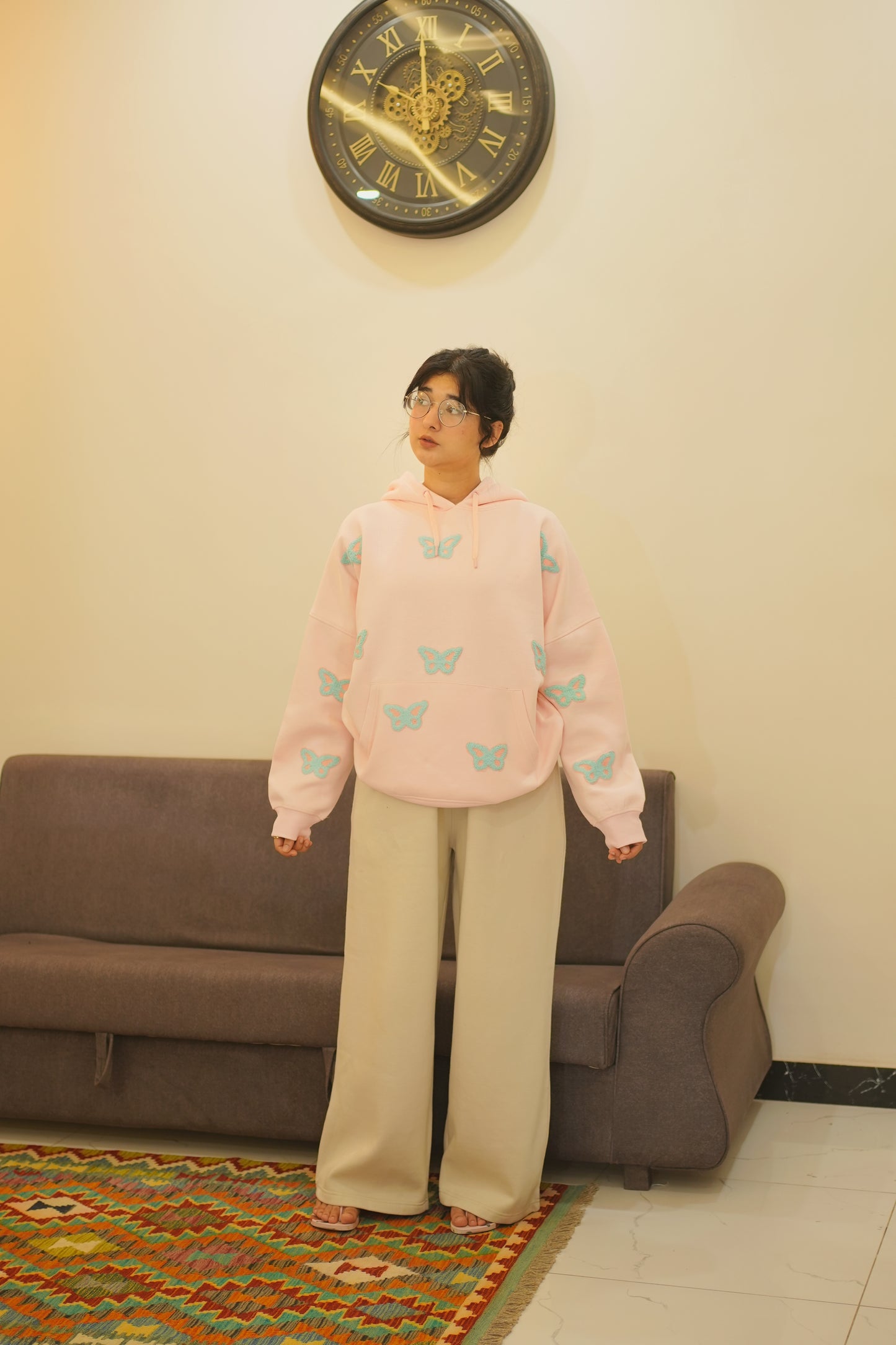 OVERSIZED PINK BUTTERFLY HOODIE
