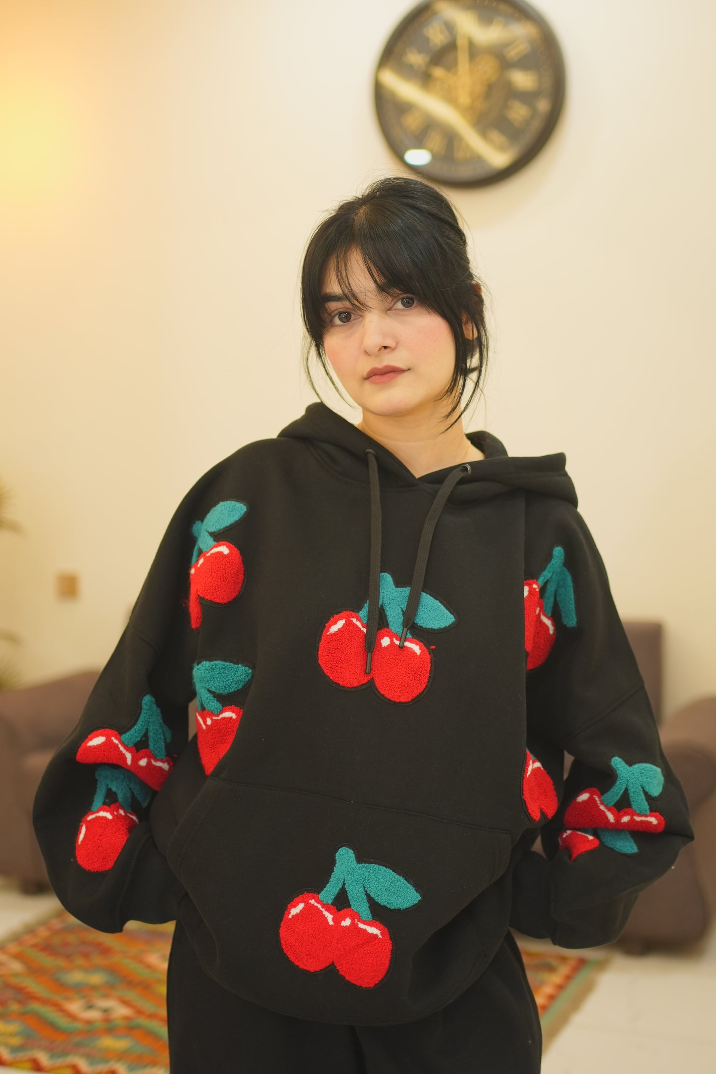 OVERSIZED BLACK CHERRY HOODIE