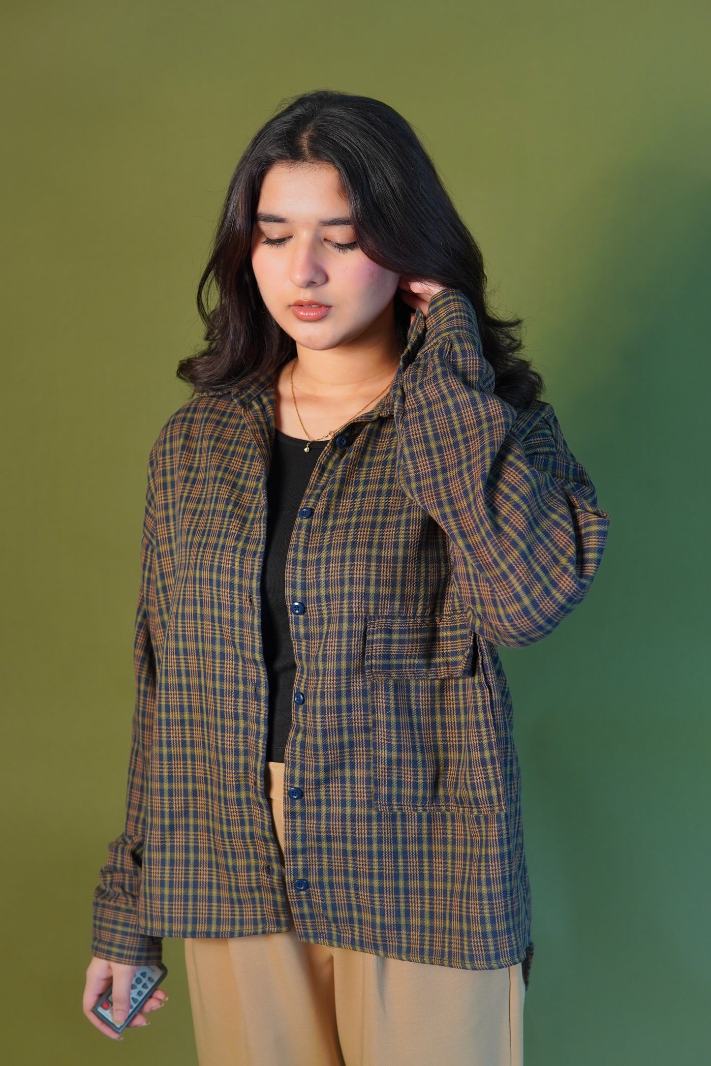 Oversized shirt - brown check