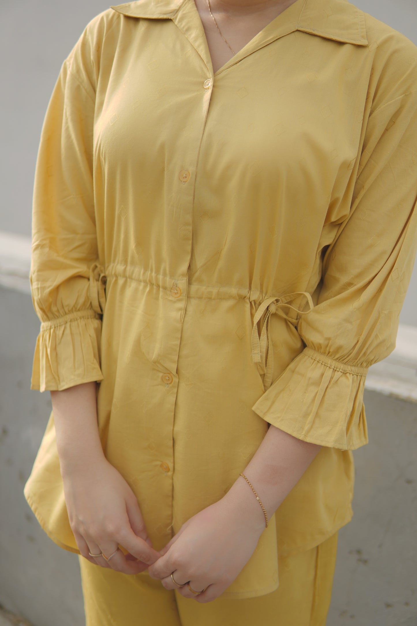 2Pc lawn Coord Set - 004 Butter Yellow