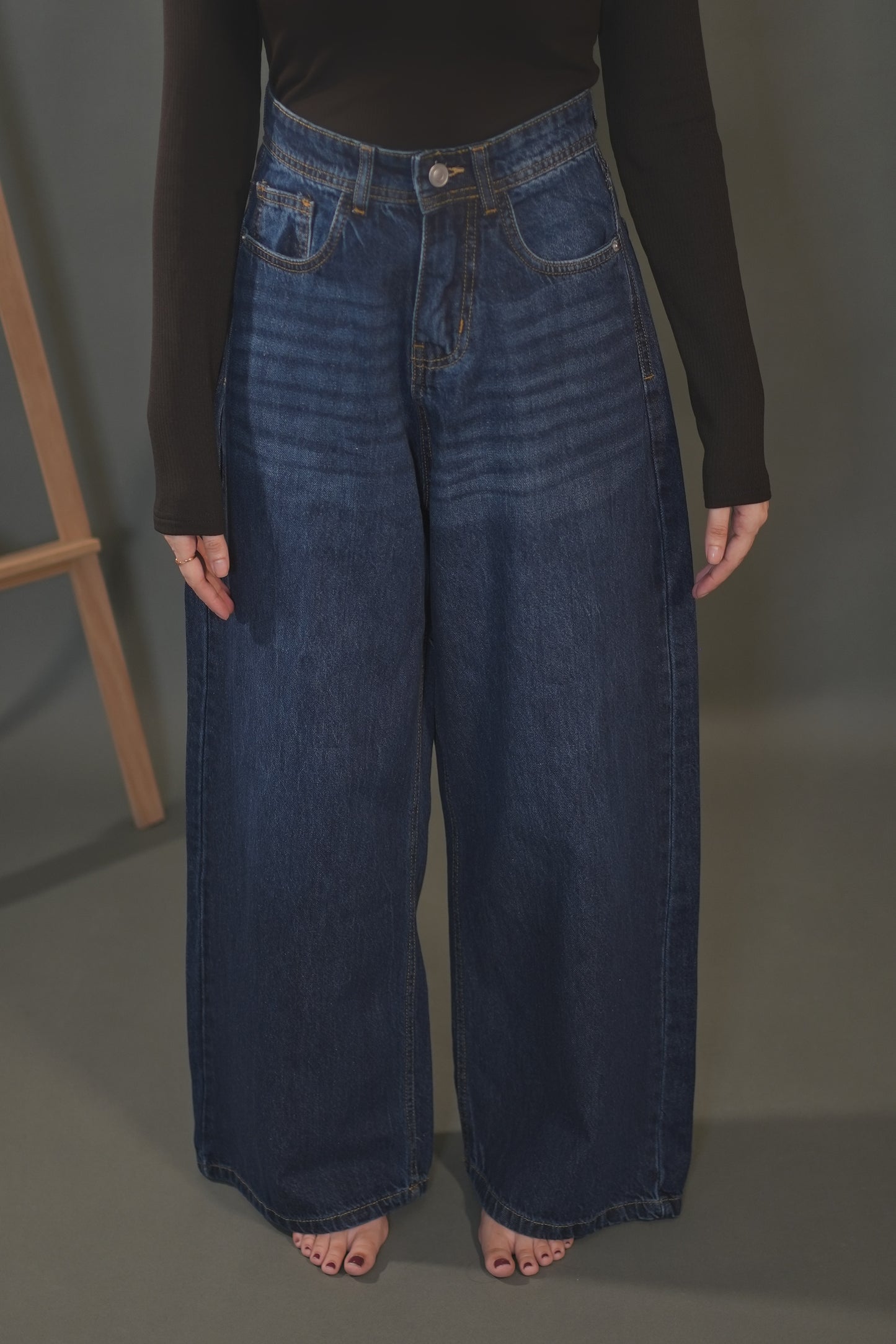 Wide leg Jeans - darkblue004