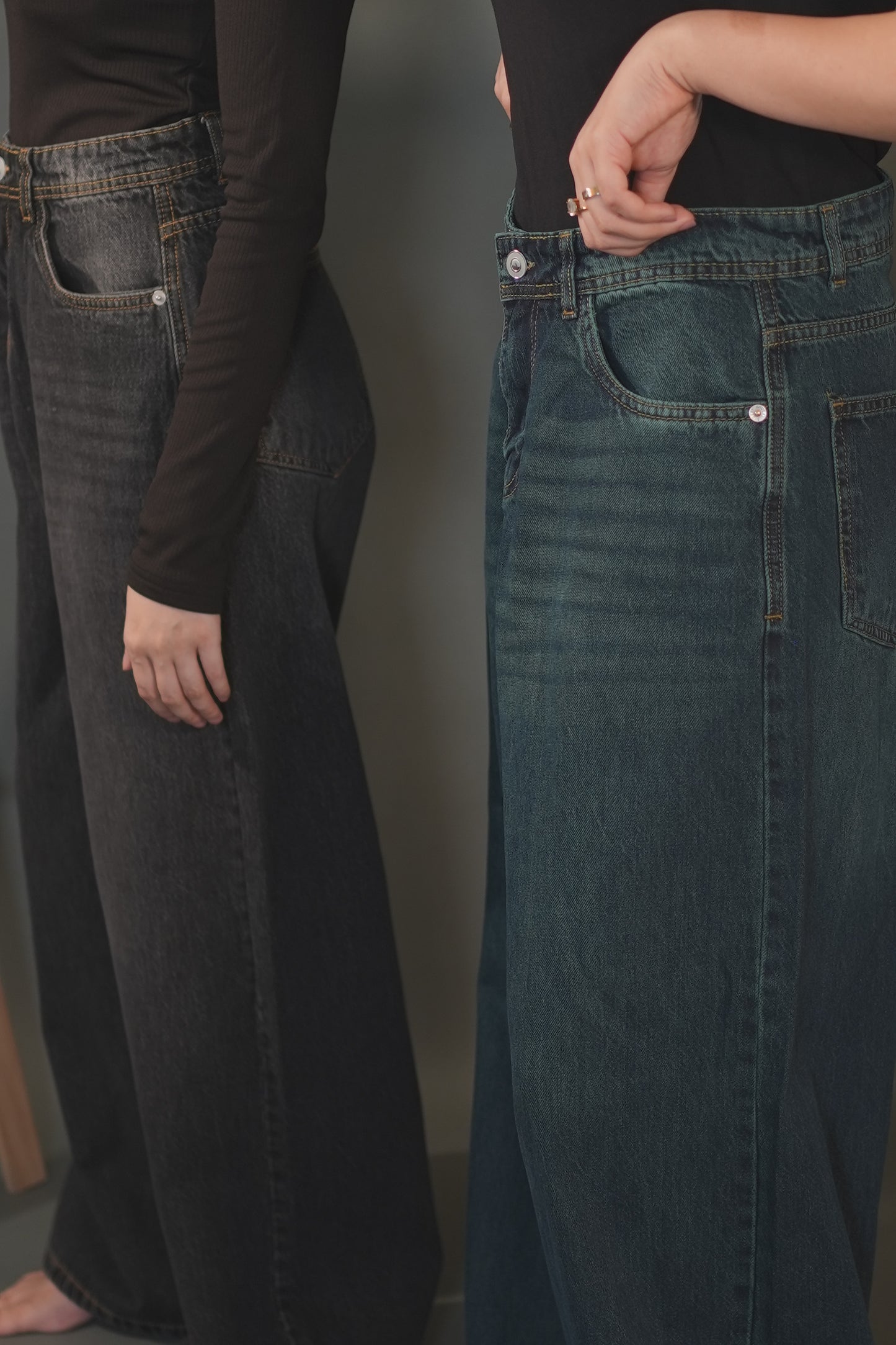 Wide leg Jeans - bluegreen005