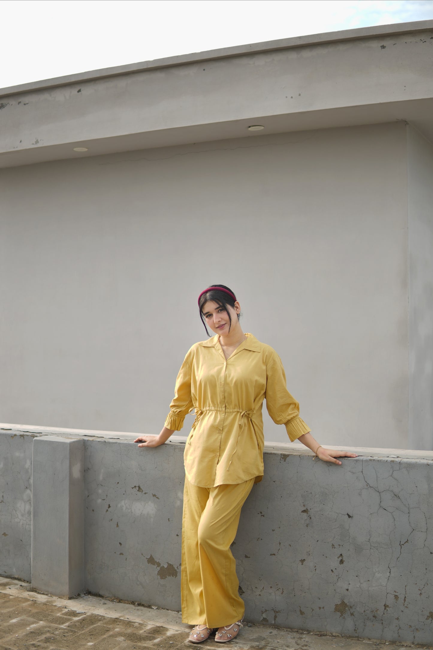 2Pc lawn Coord Set - 004 Butter Yellow