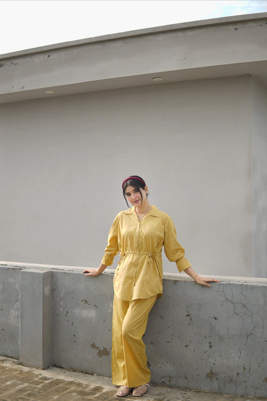 2Pc lawn Coord Set - 004 Butter Yellow
