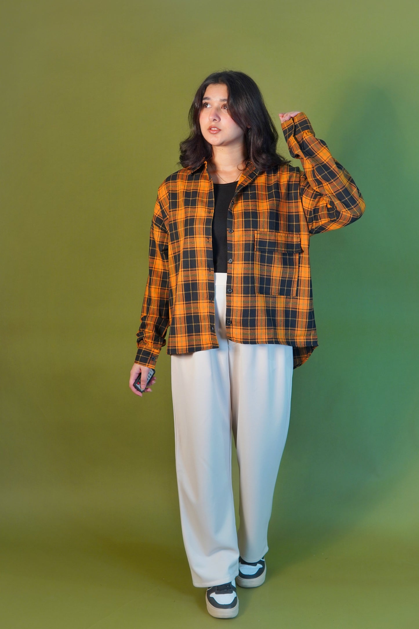 Oversized shirts - orange check