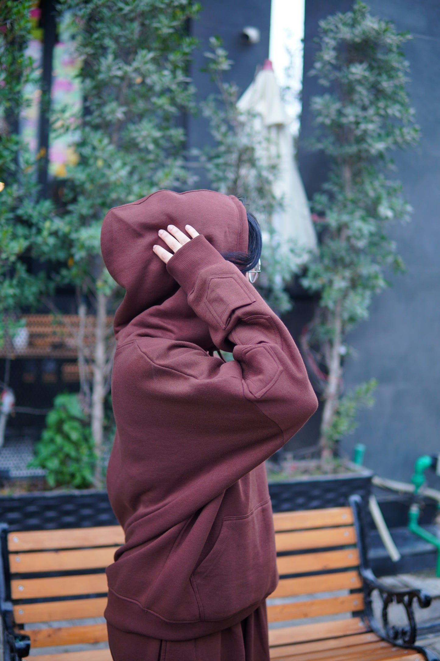 Oversized Basic Brown Hoodie