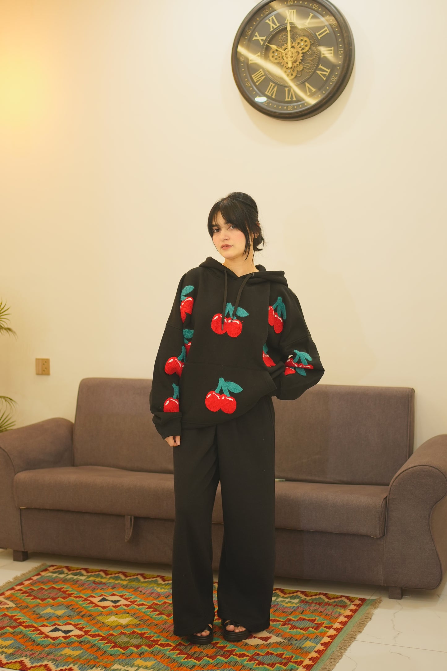 OVERSIZED BLACK CHERRY HOODIE