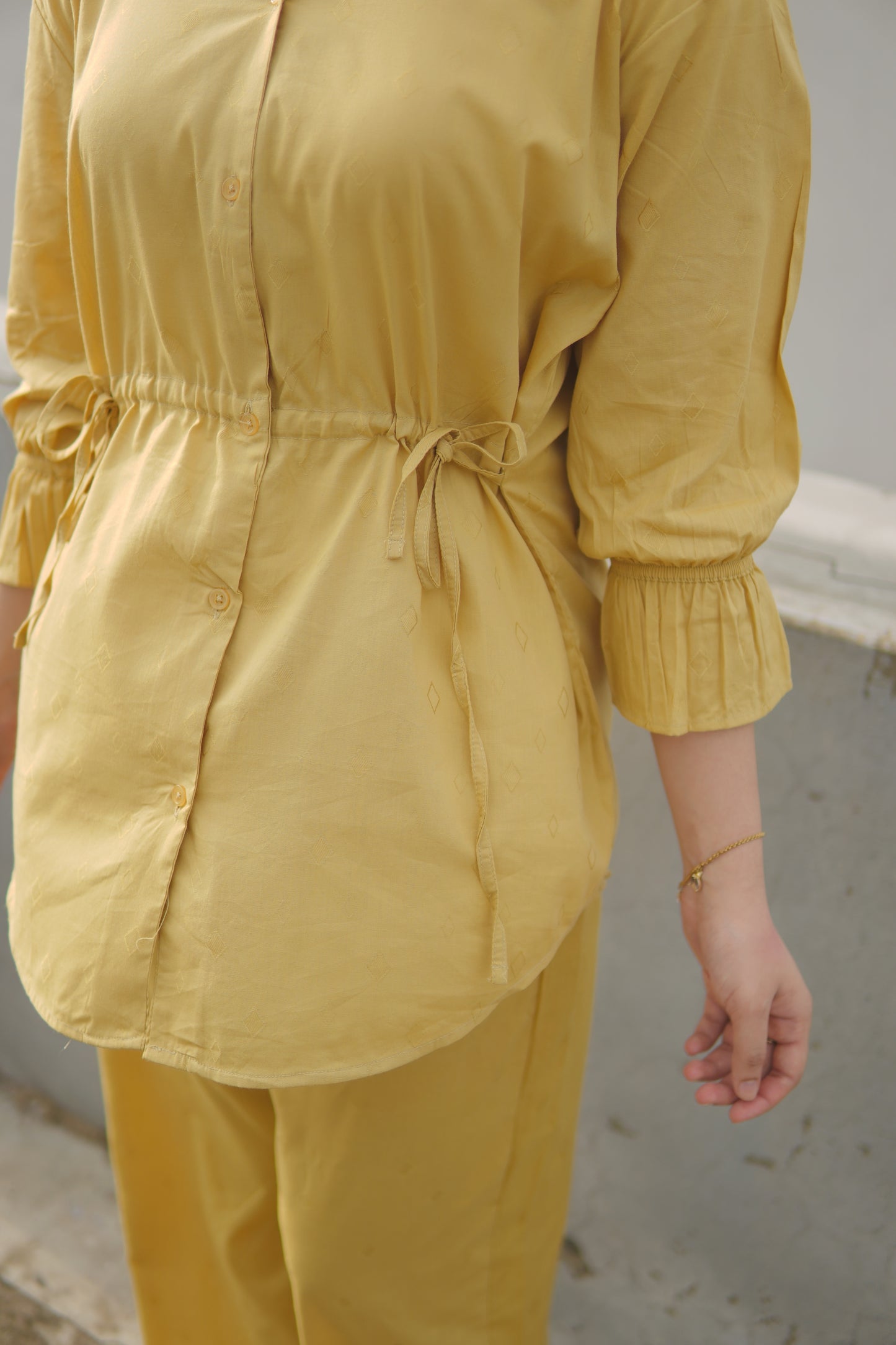 2Pc lawn Coord Set - 004 Butter Yellow
