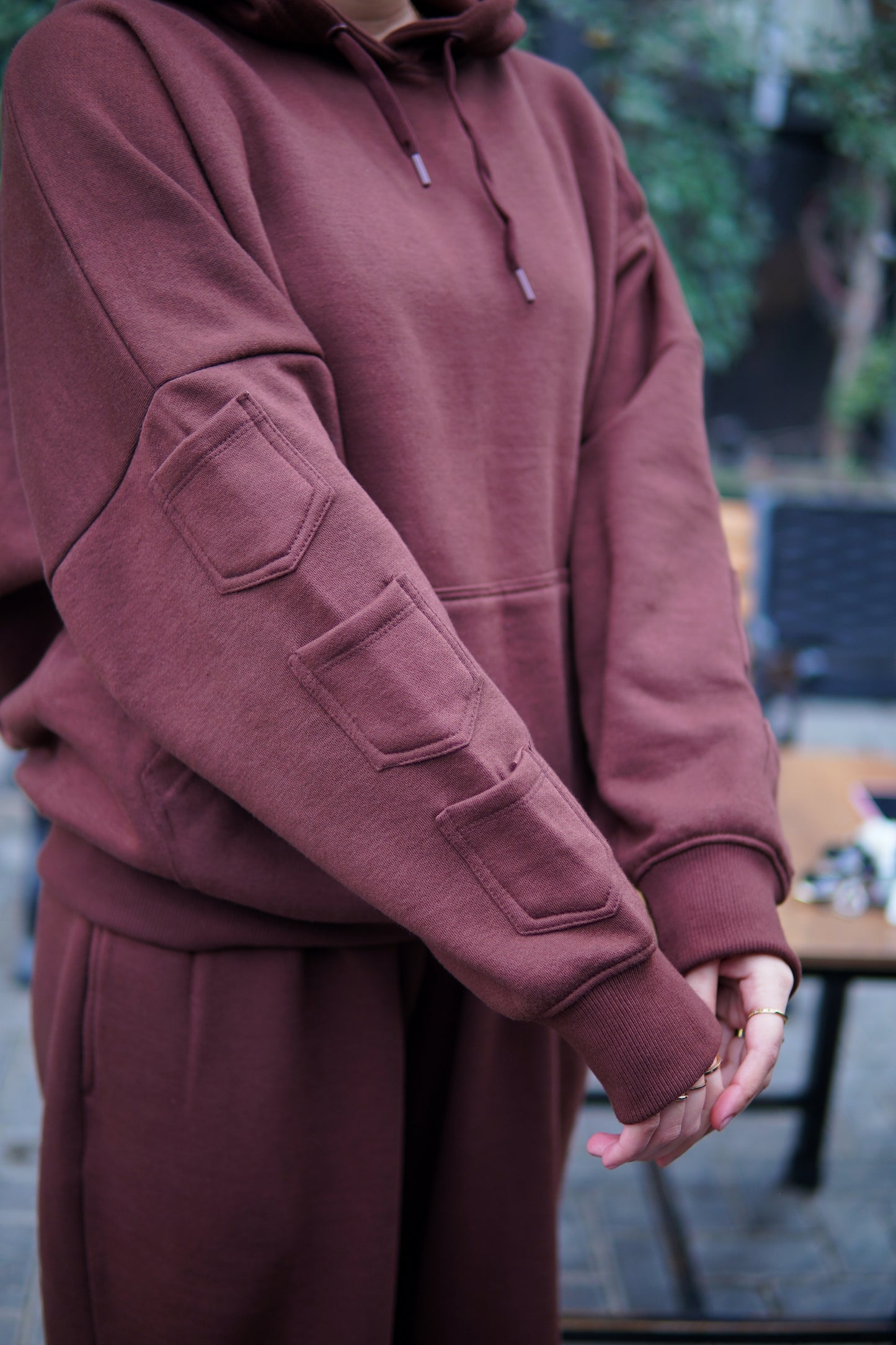 Oversized Basic Brown Hoodie
