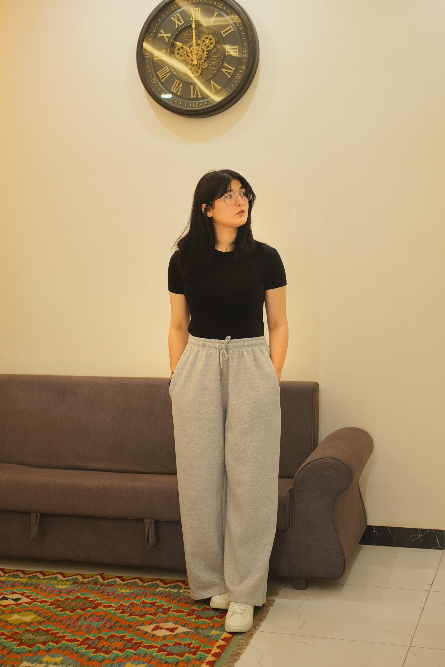 WIDE LEG TROUSERS - GREY