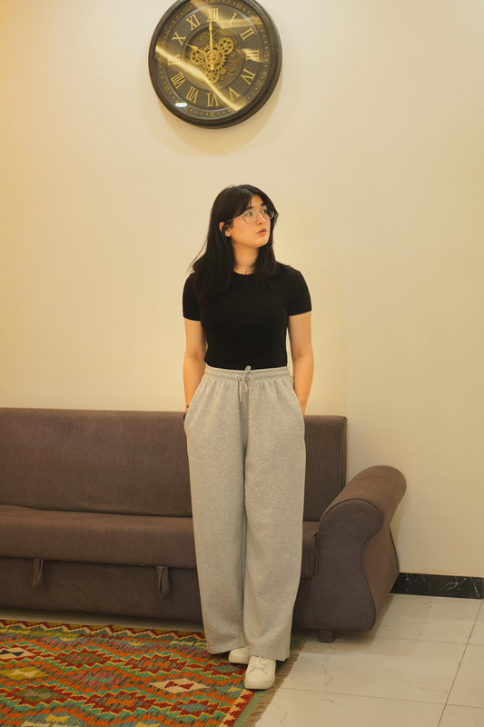 WIDE LEG TROUSERS - GREY