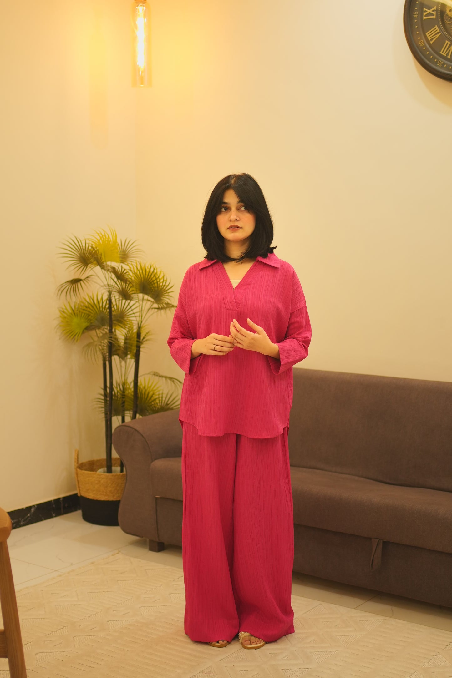 2 Pc Co-ord Set - Hot Pink