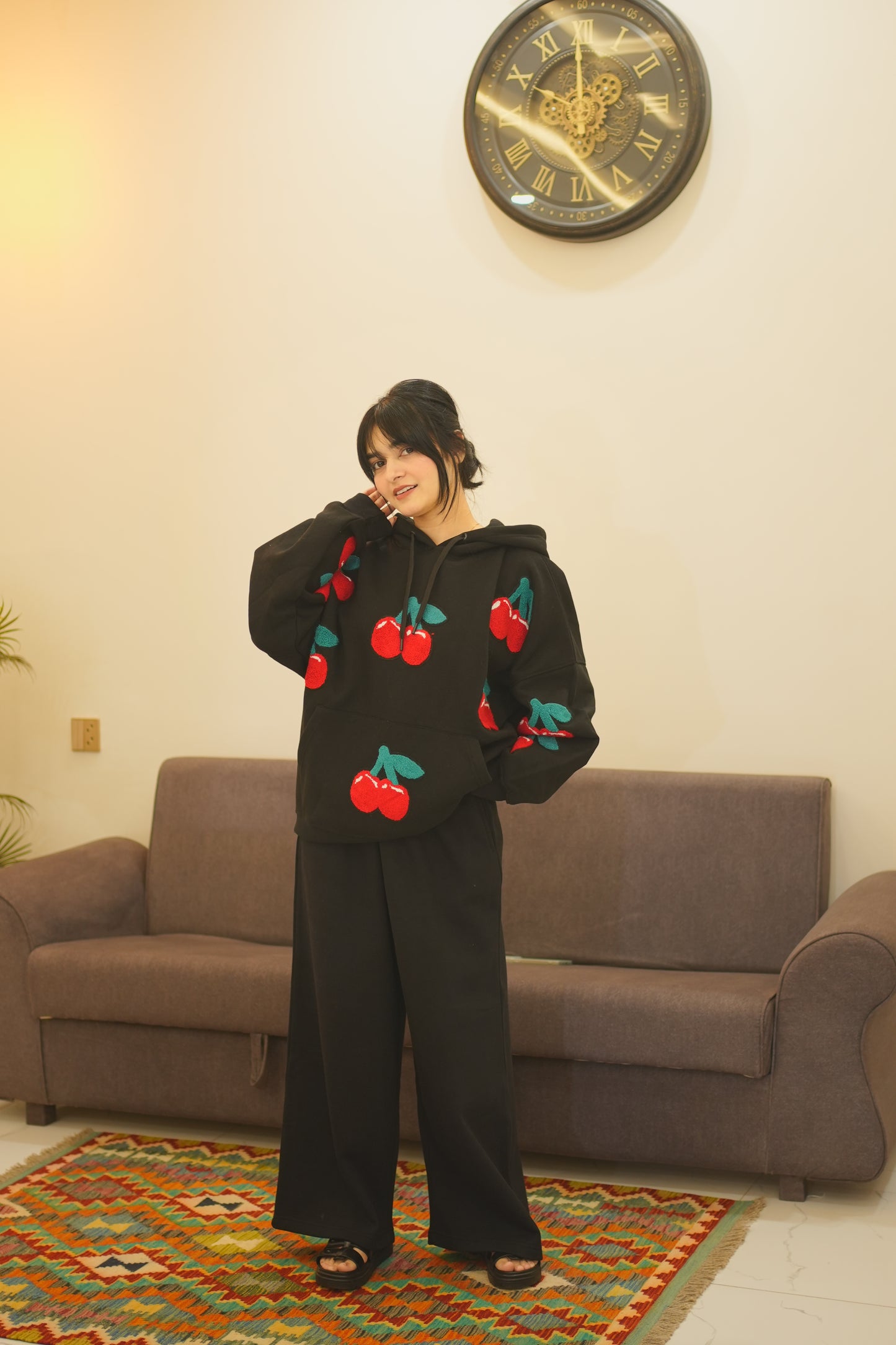 OVERSIZED BLACK CHERRY HOODIE