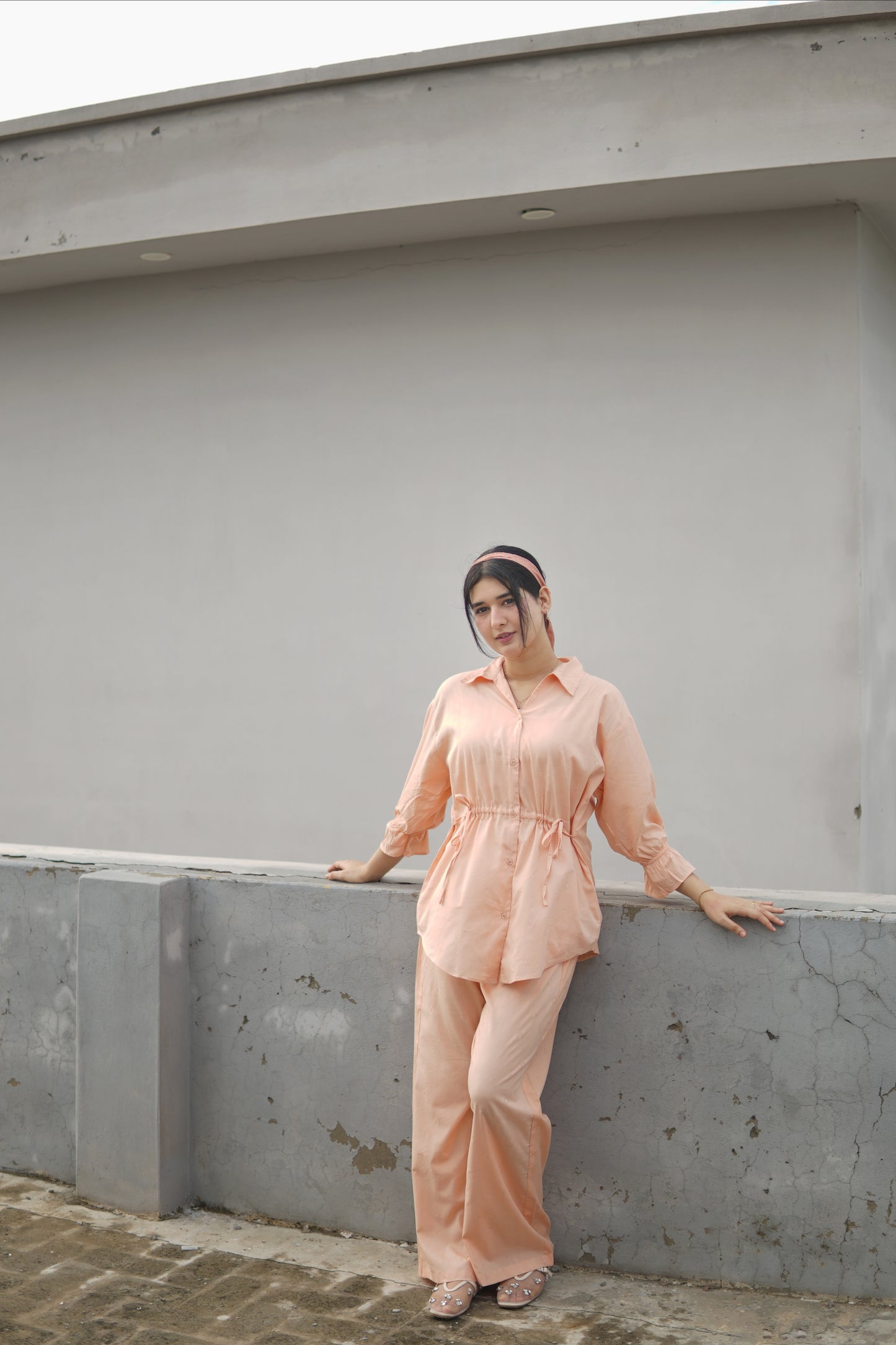 2Pc Lawn Coord Set -OO3 Peach