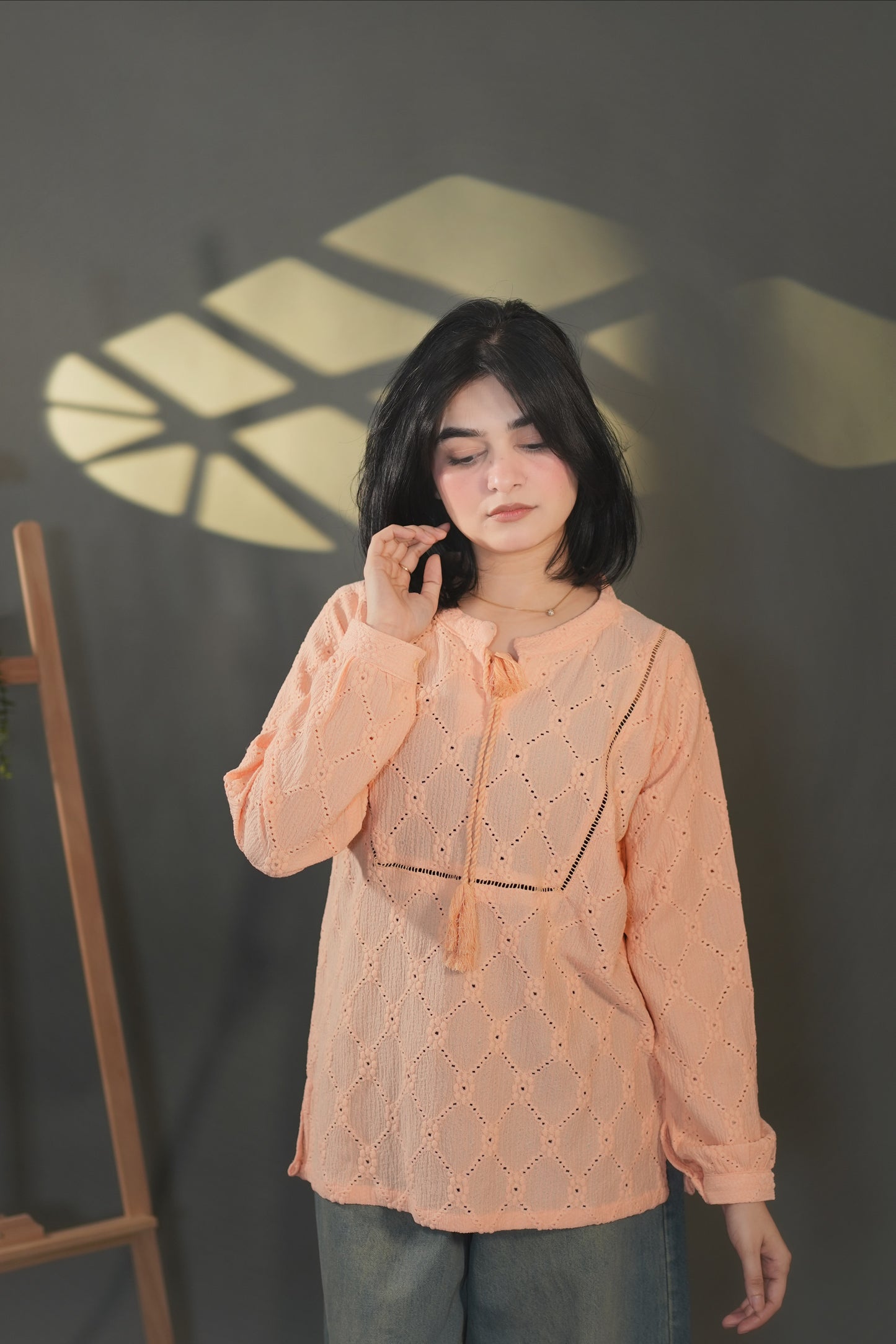 Peach chickenkari top