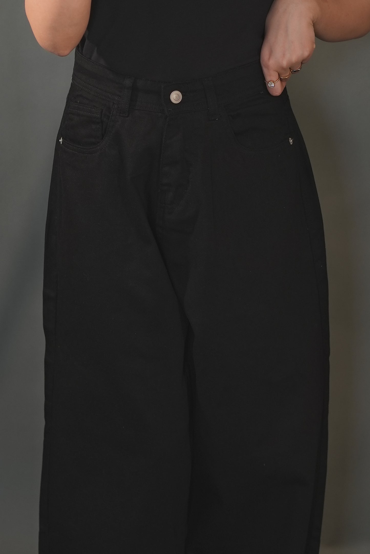 Wide Leg jeans- black002