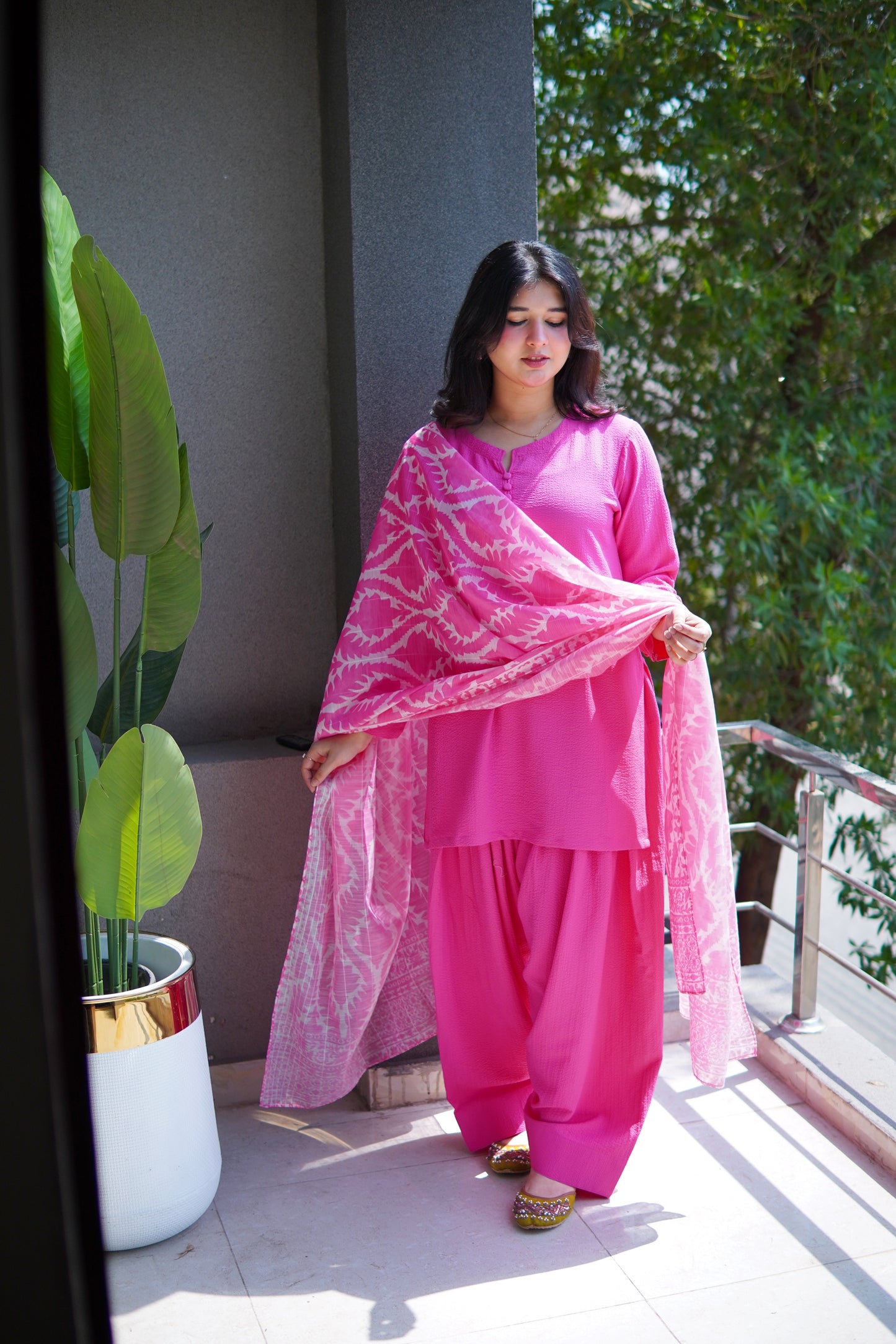 3Pc bubble - farshi shalwar set / PINK