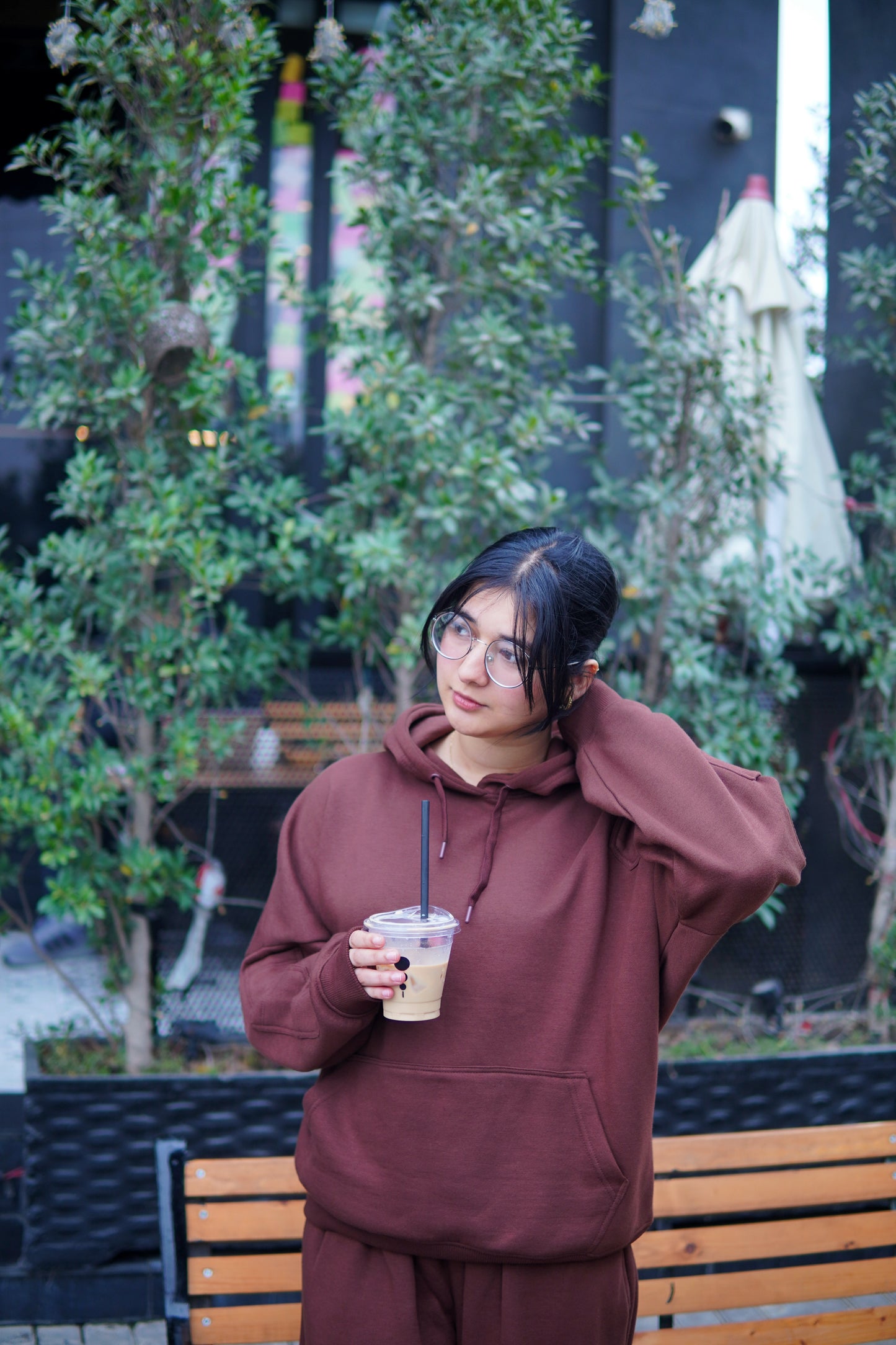 Oversized Basic Brown Hoodie