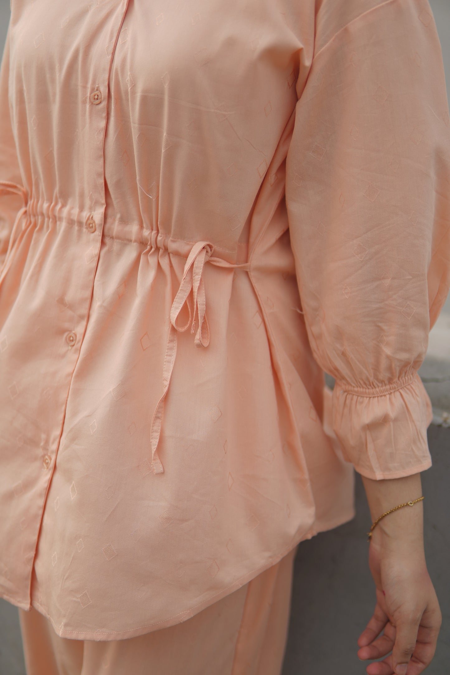 2Pc Lawn Coord Set -OO3 Peach
