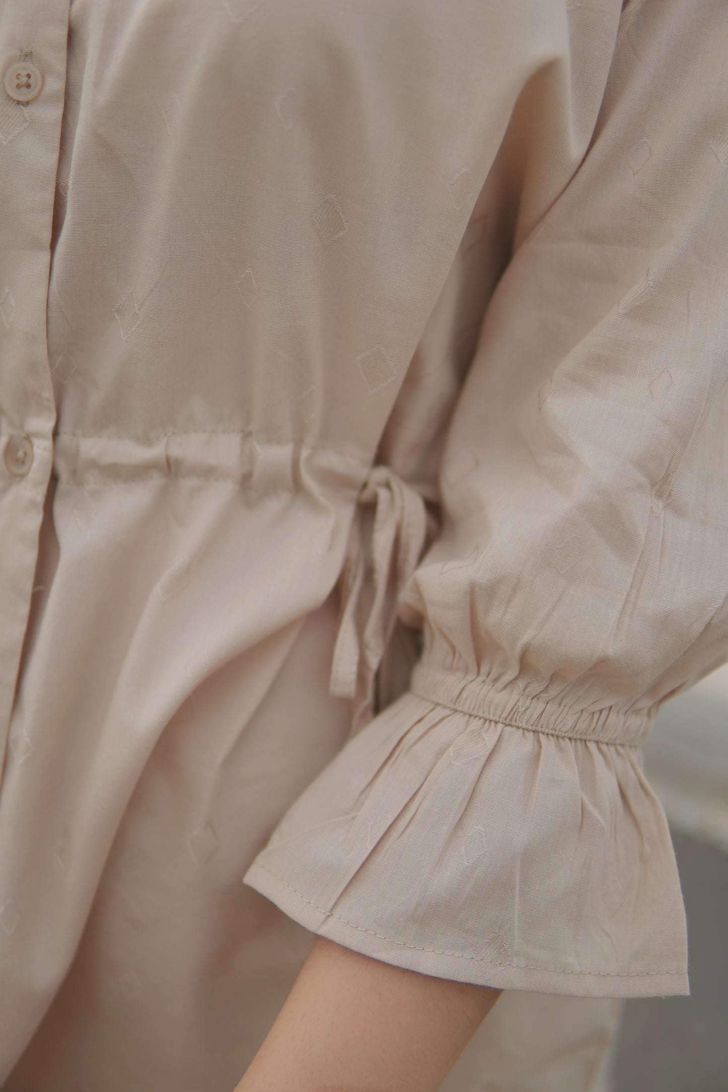 2Pc Lawn Coord Set - OO5 Beige