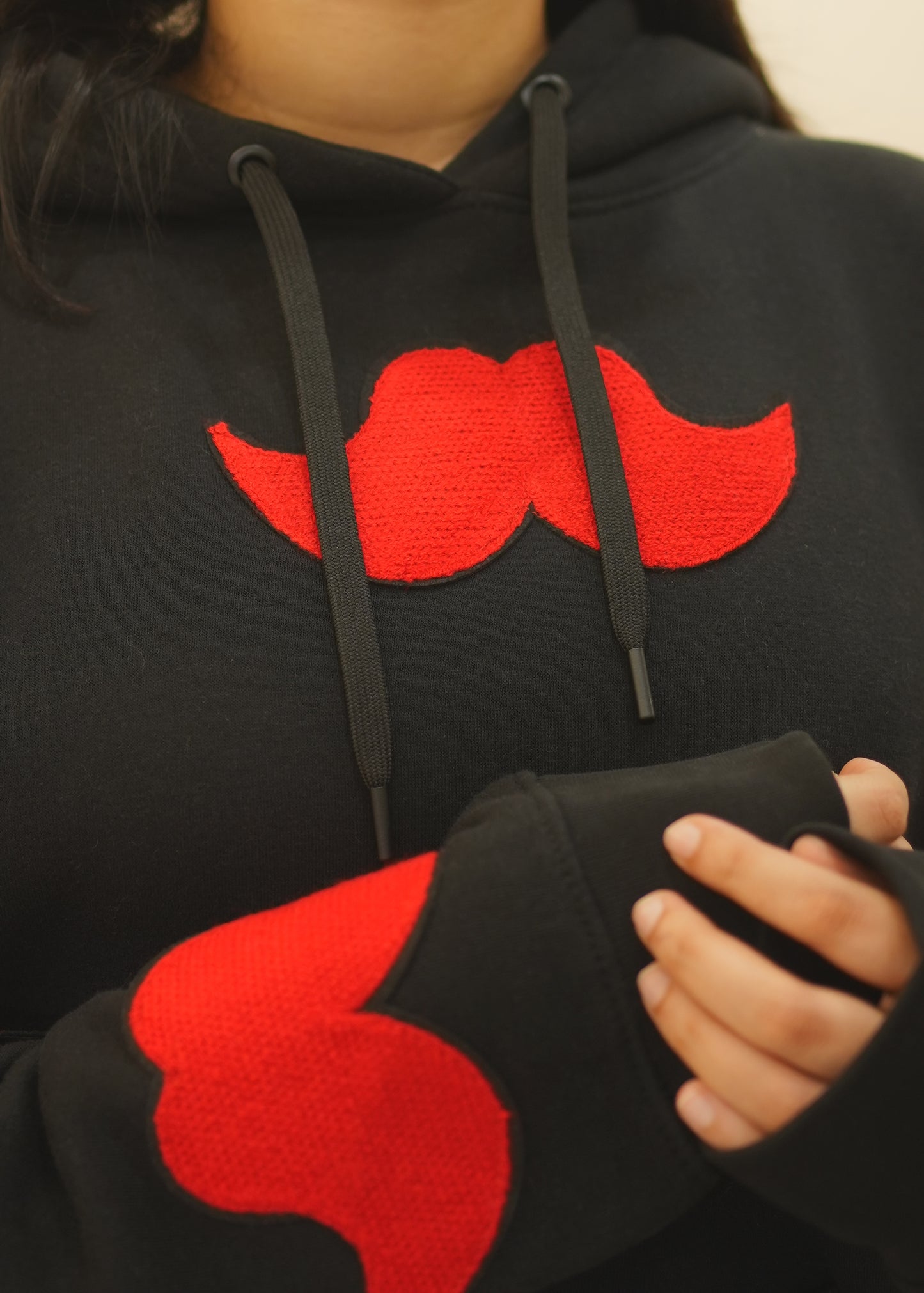 OVERSIZED BLACK MUSTACHE HOODIE