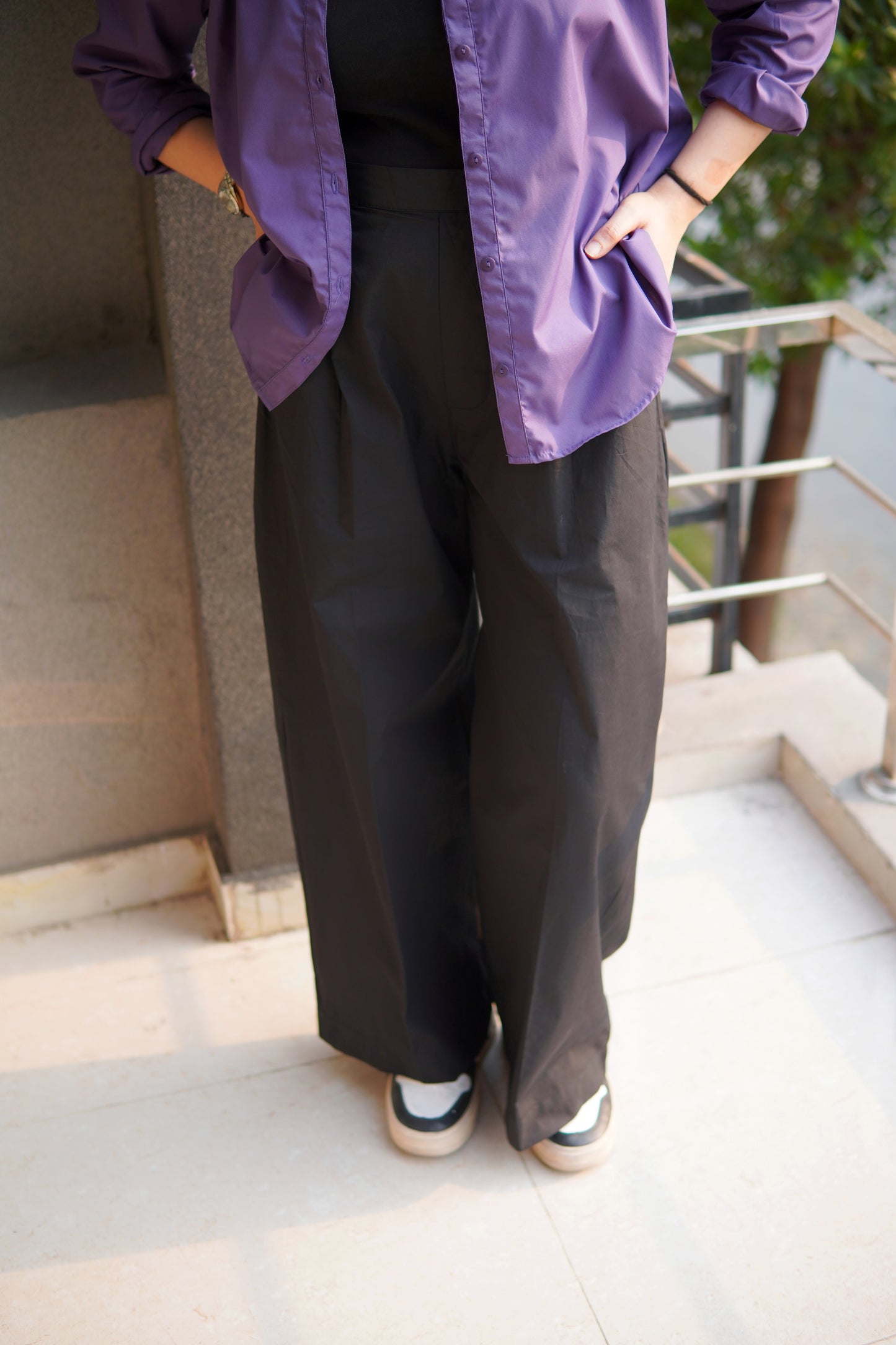 Black pleated Pants - korean Style