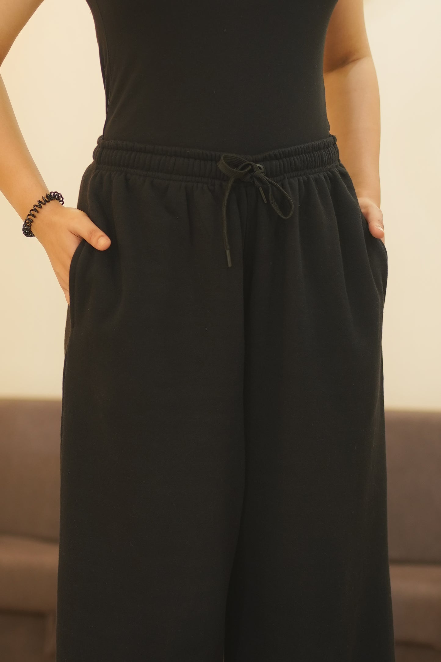 WIDE LEG TROUSERS - BLACK