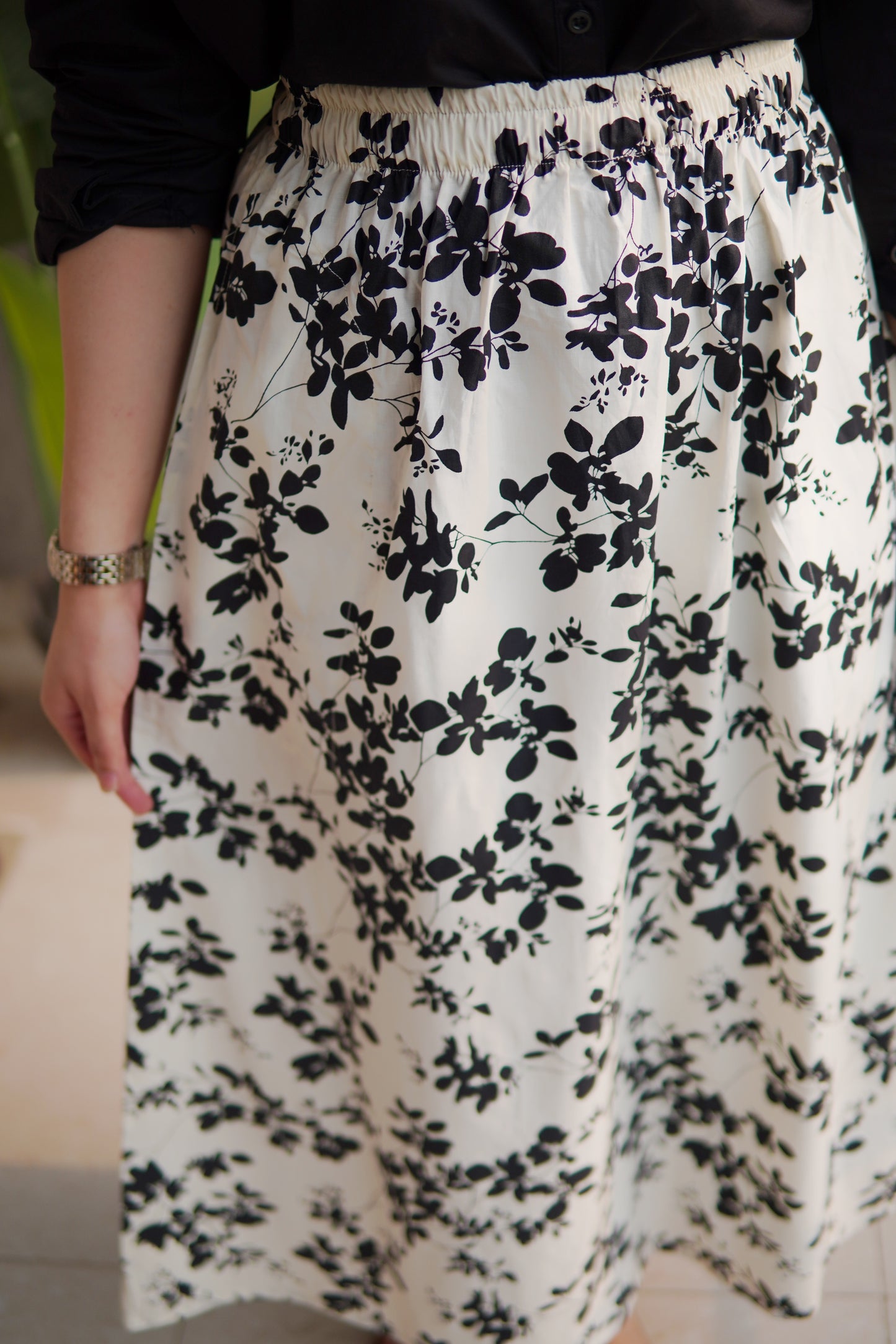 Skirt & Shirt Pair - Printed Skirt With black Shirt - 010