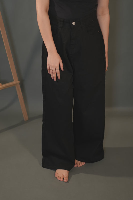 Wide Leg jeans- black002