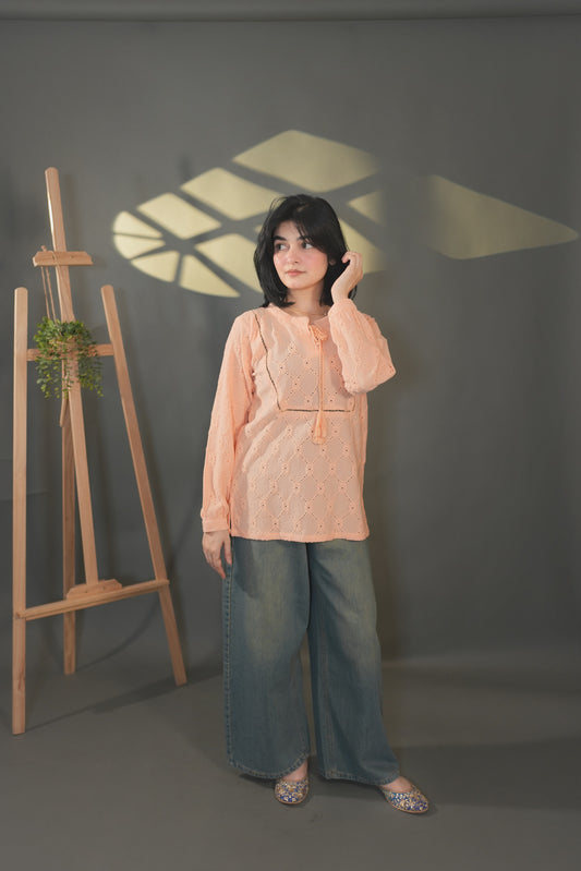 Peach chickenkari top