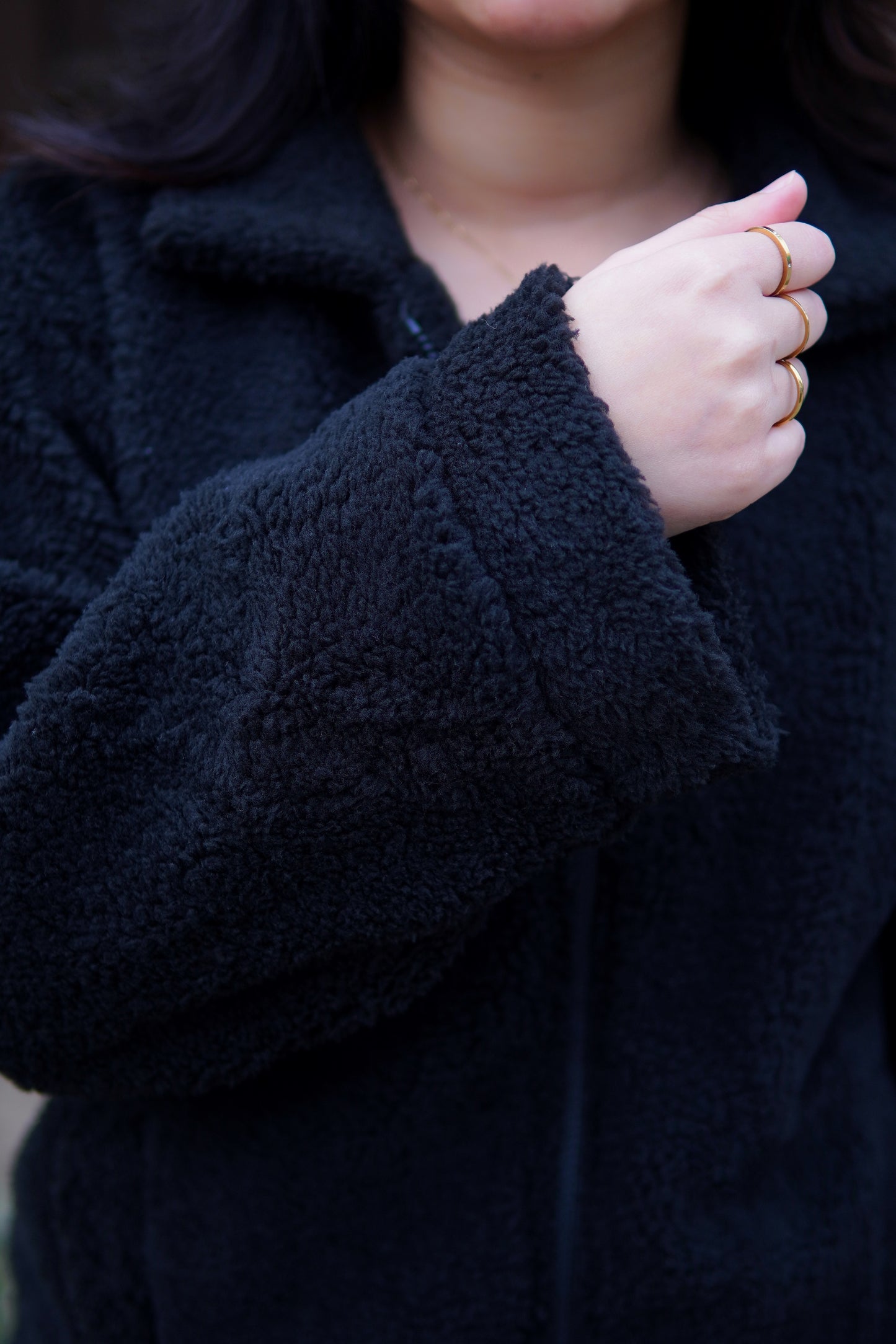 Oversized Black teddy Jacket