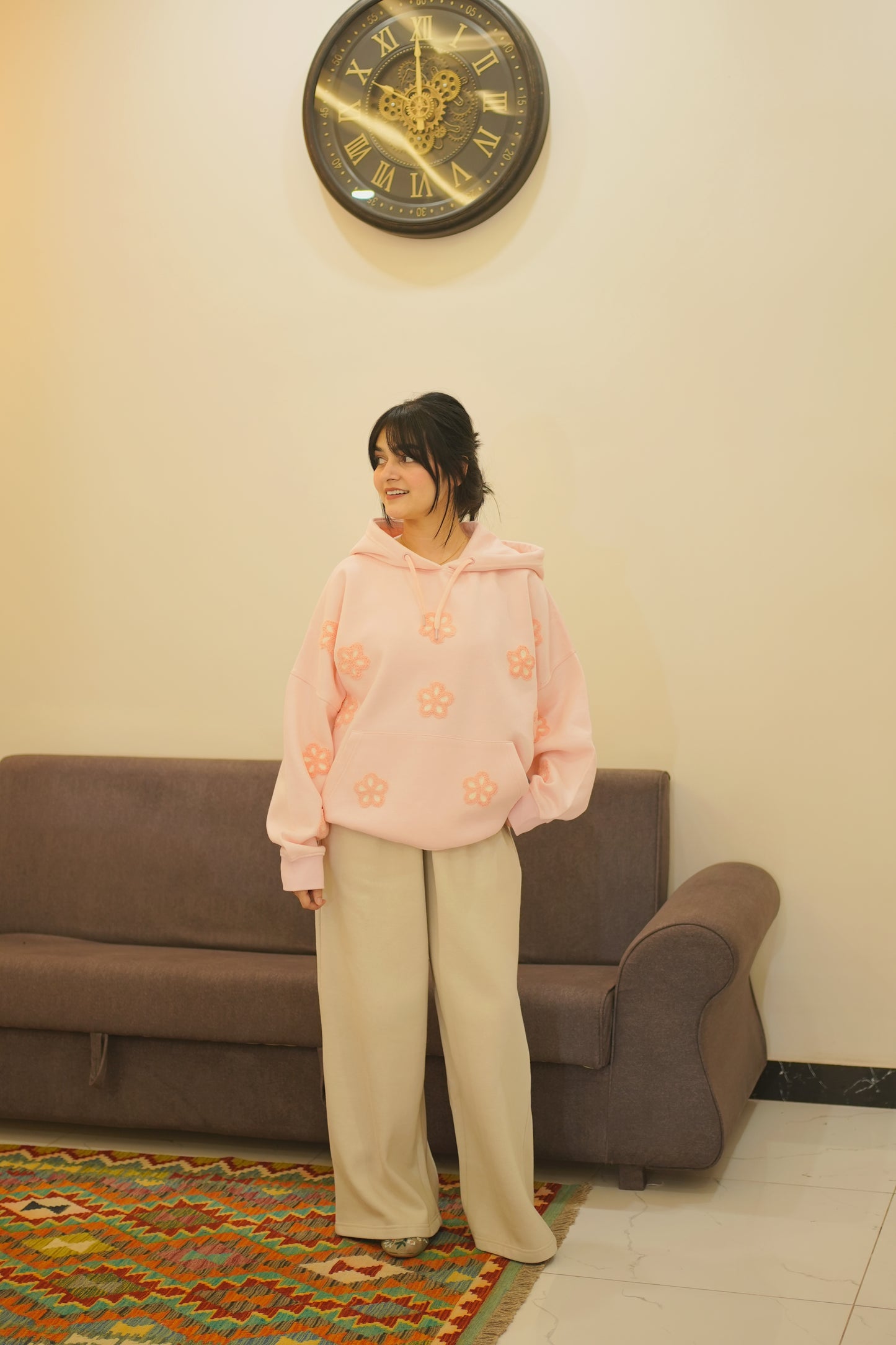 OVERSIZED PINK FLOWER HOODIE