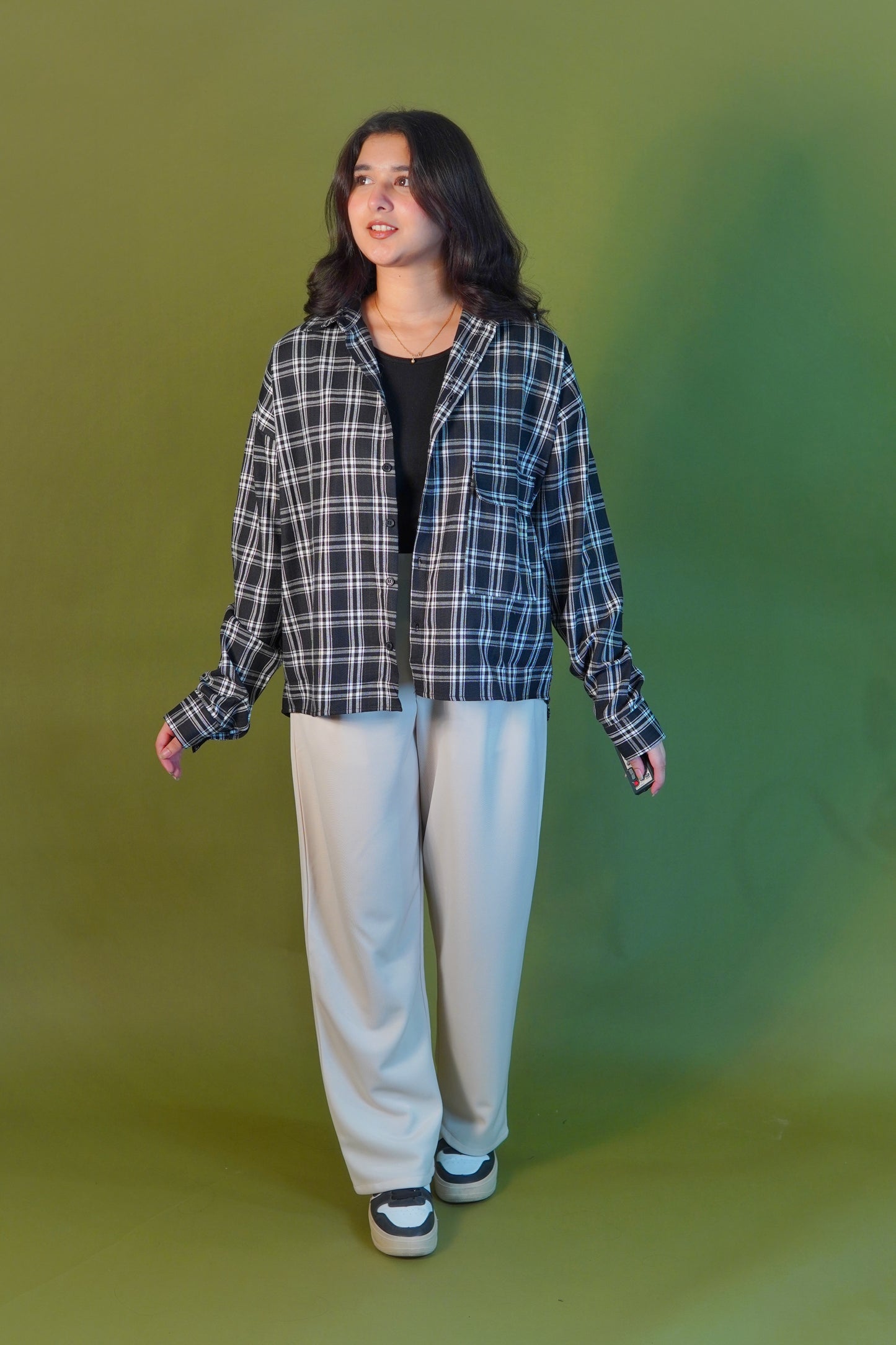 Oversized shirt - black check