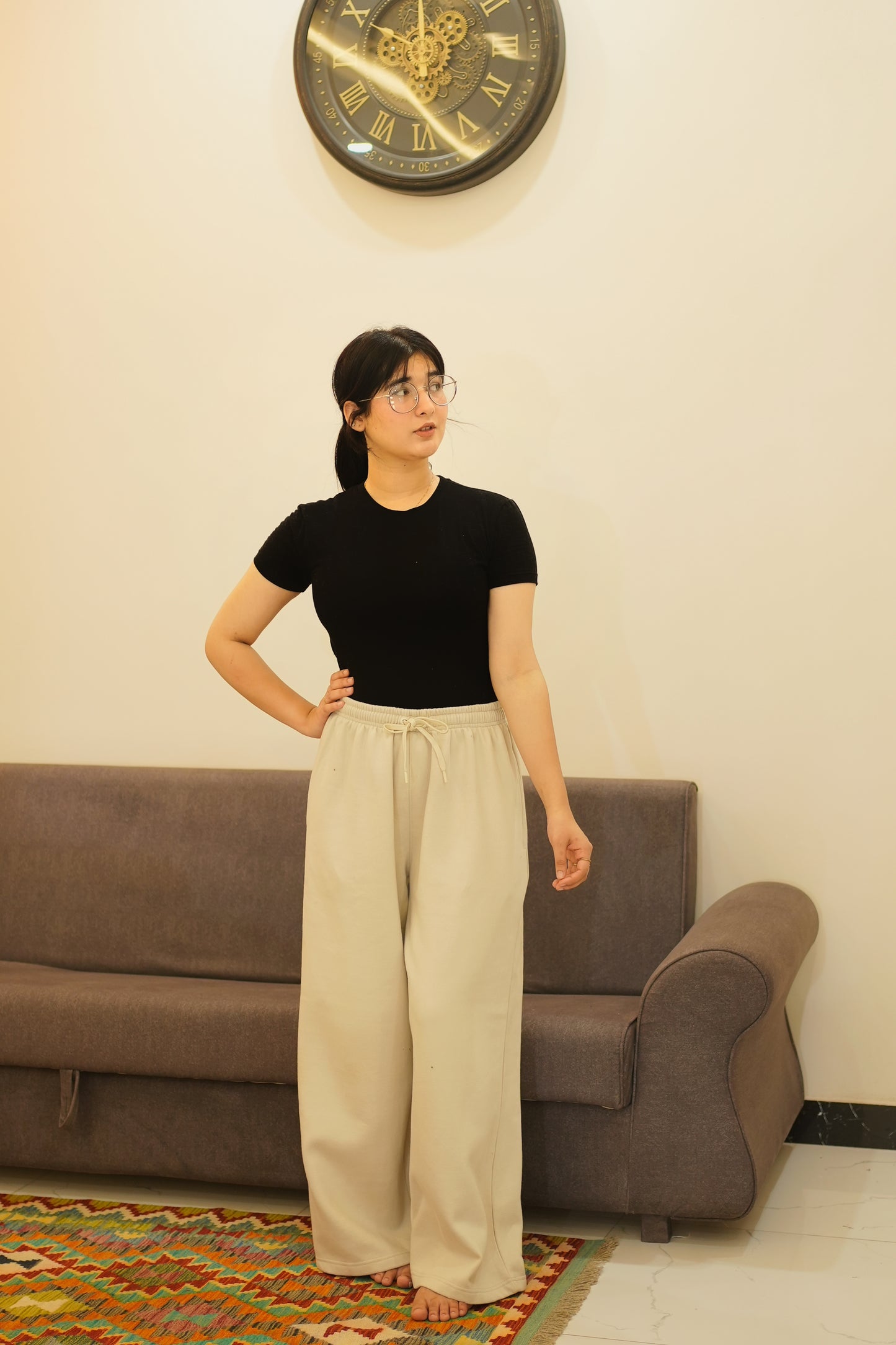 WIDE LEG TROUSERS - Beige
