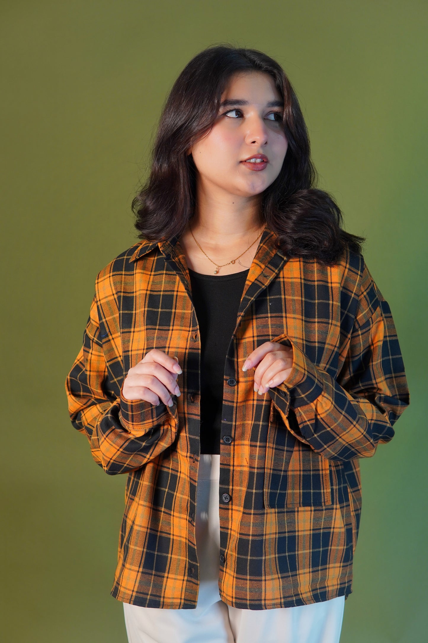 Oversized shirts - orange check