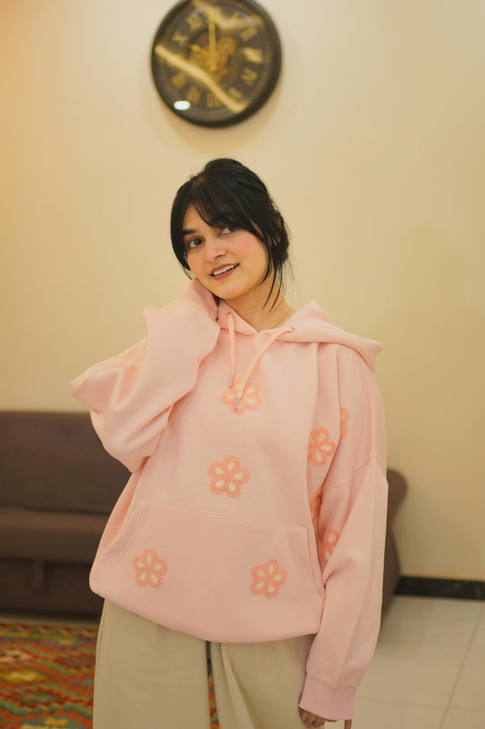 OVERSIZED PINK FLOWER HOODIE