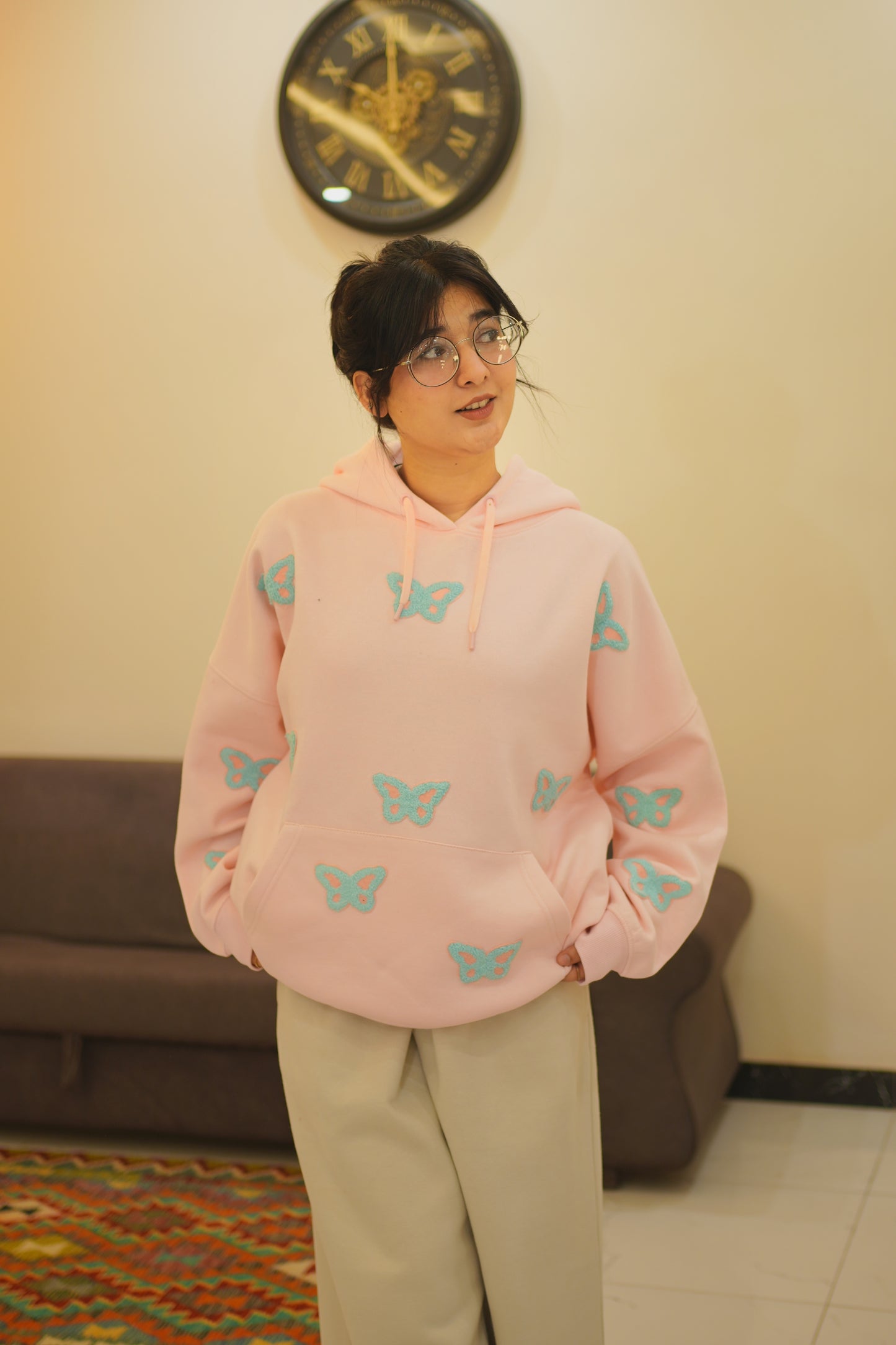 OVERSIZED PINK BUTTERFLY HOODIE