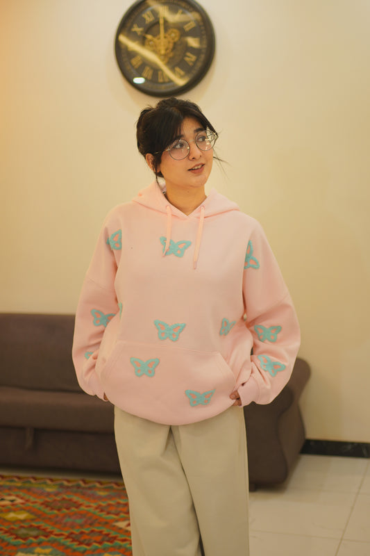 OVERSIZED PINK BUTTERFLY HOODIE