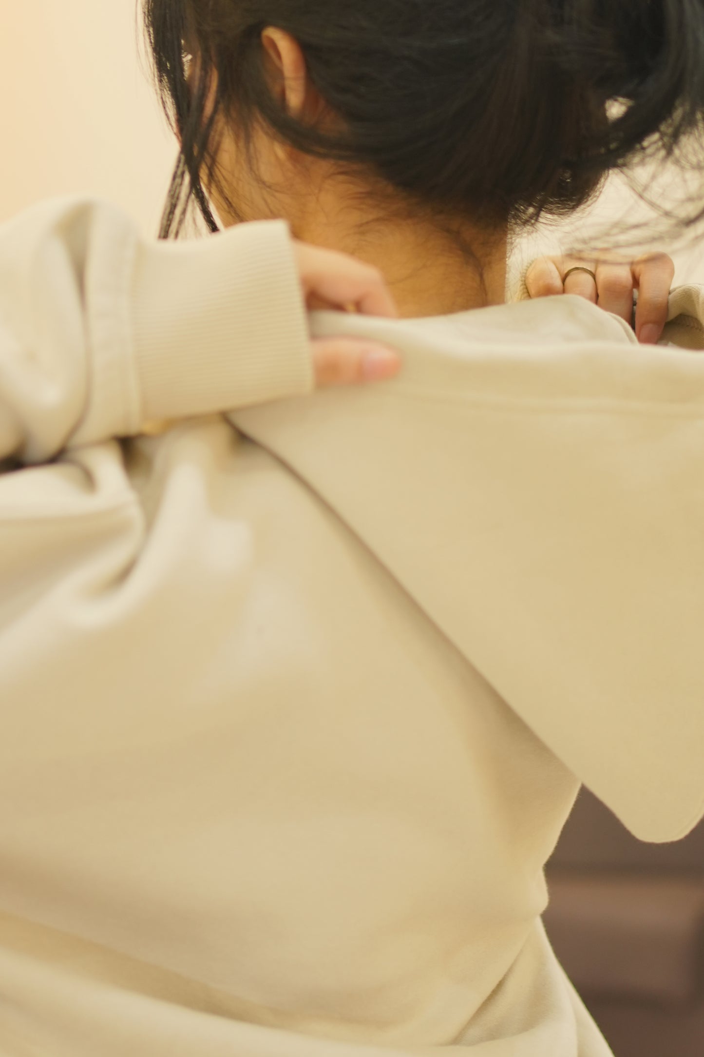 OVERSIZED BEIGE OWL HOODIE