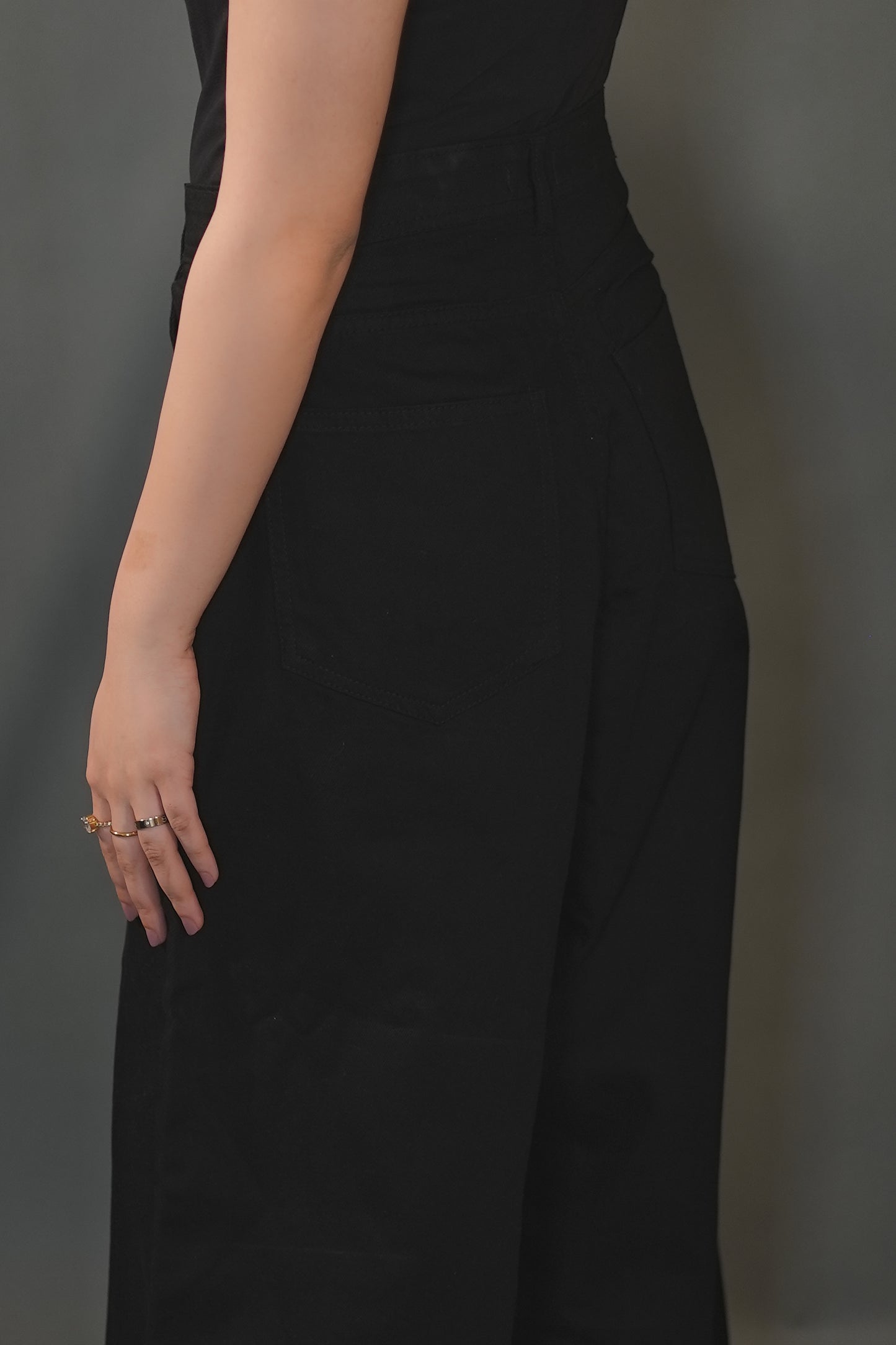 Wide Leg jeans- black002