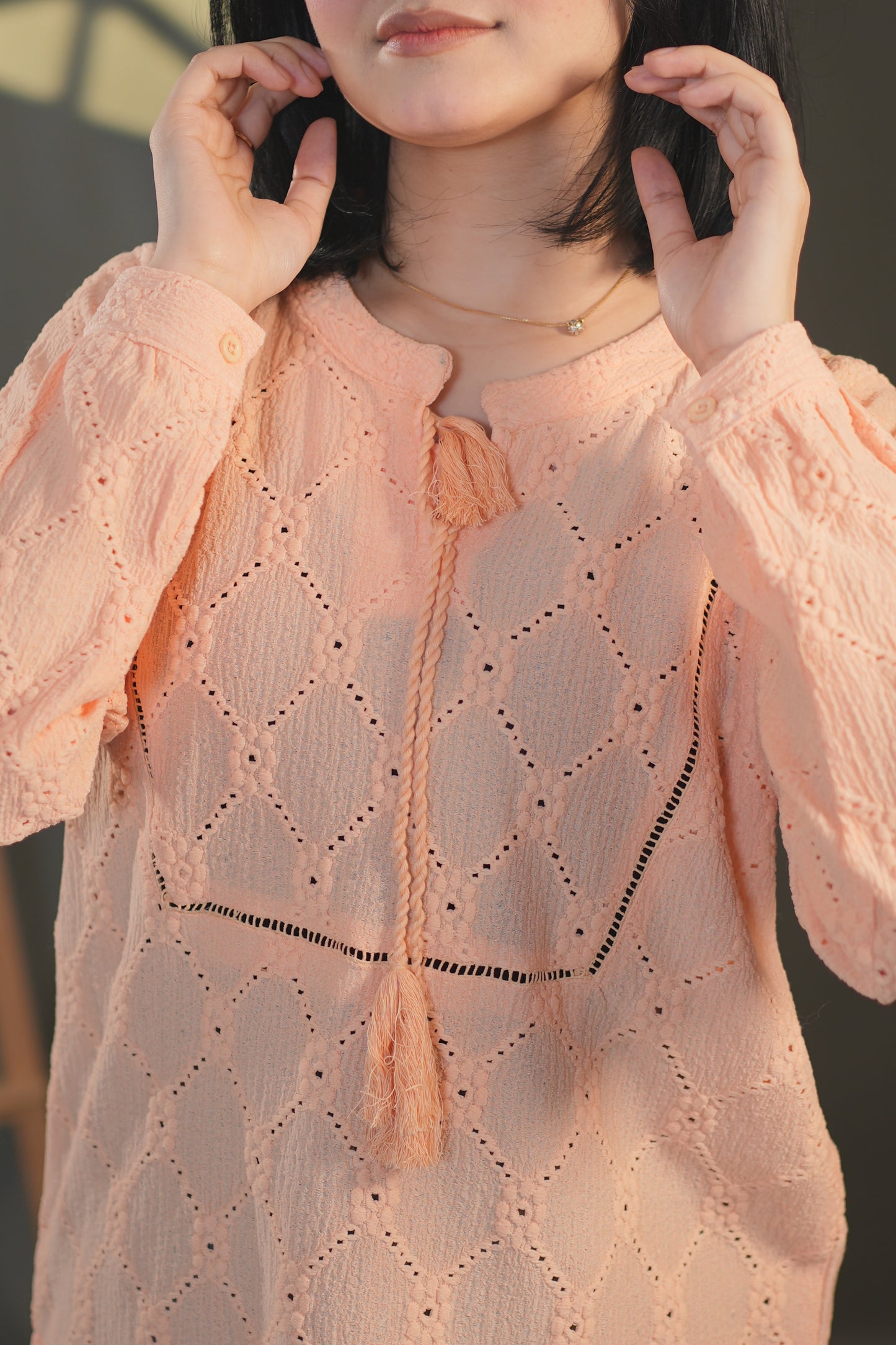 Peach chickenkari top