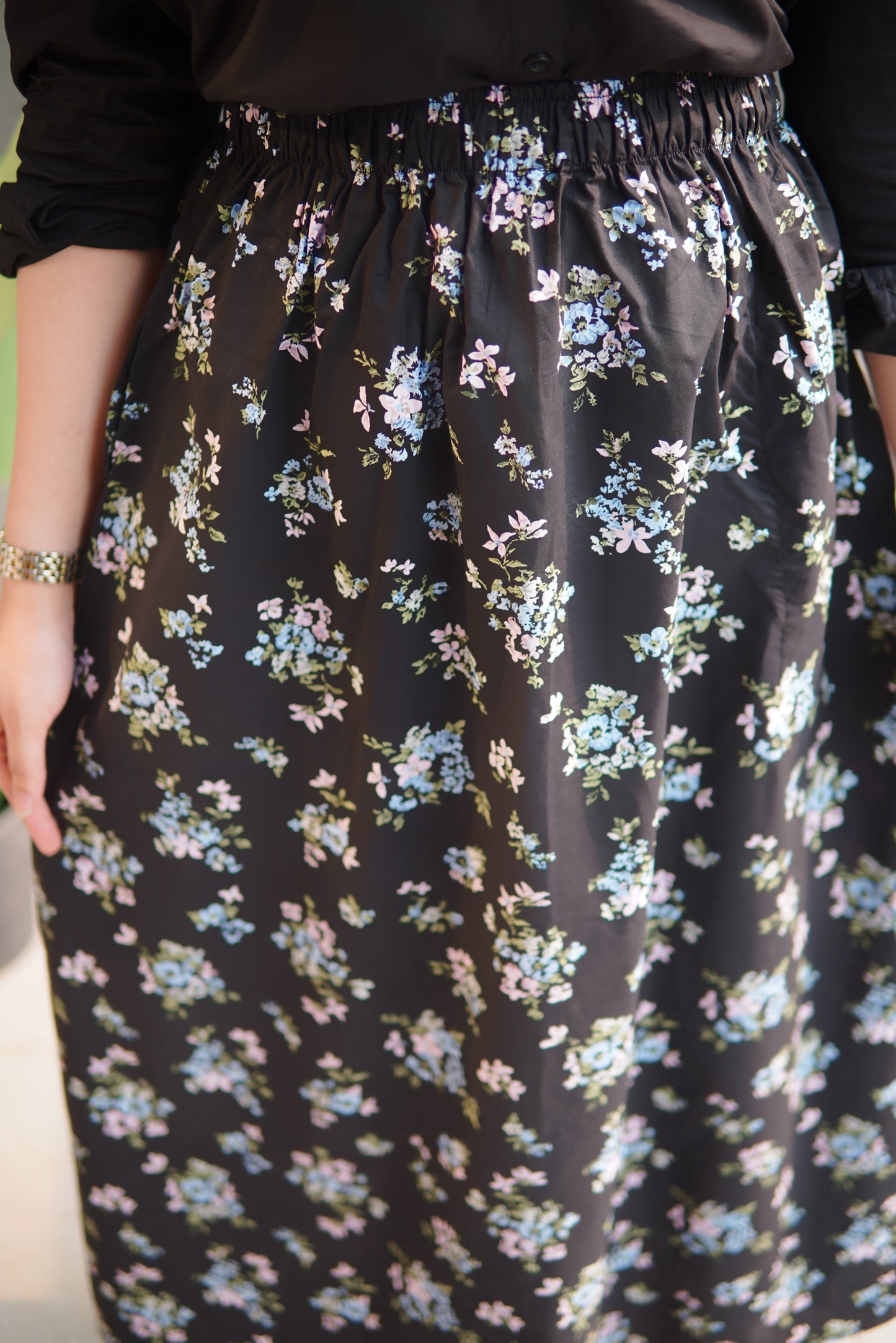 Skirt & Shirt Pair - Printed Skirt With black Shirt - 009
