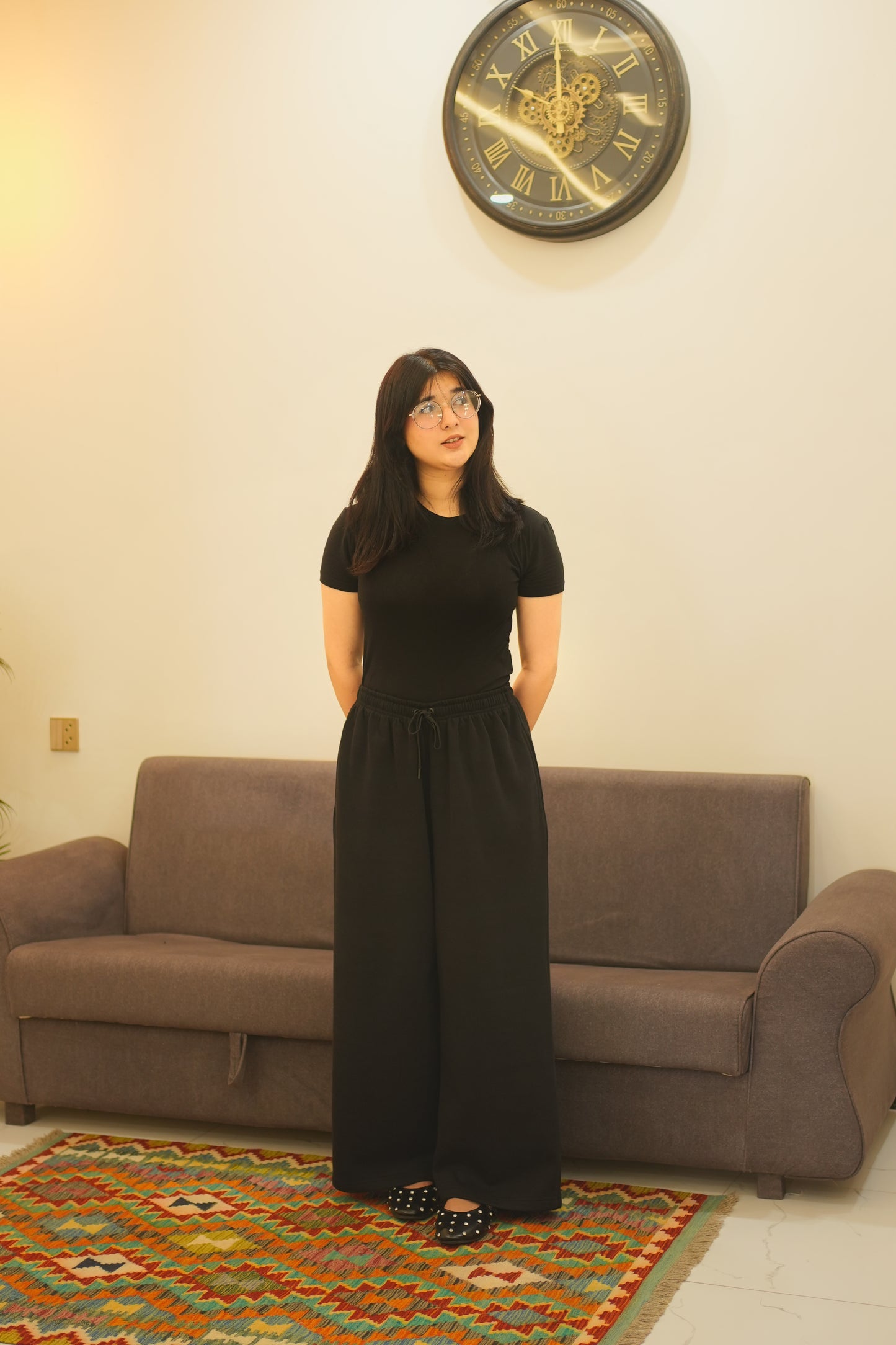 WIDE LEG TROUSERS - BLACK