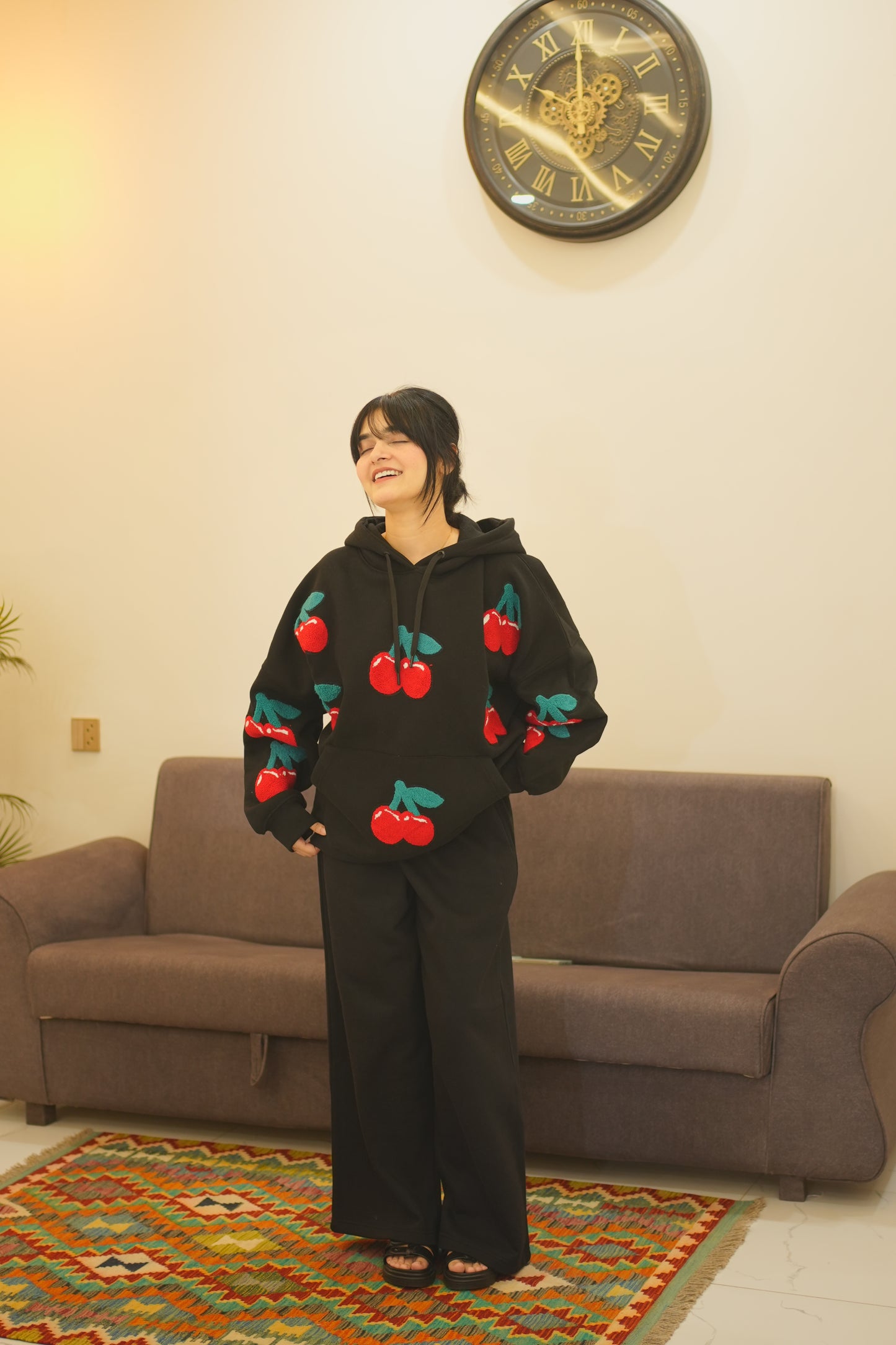 OVERSIZED BLACK CHERRY HOODIE