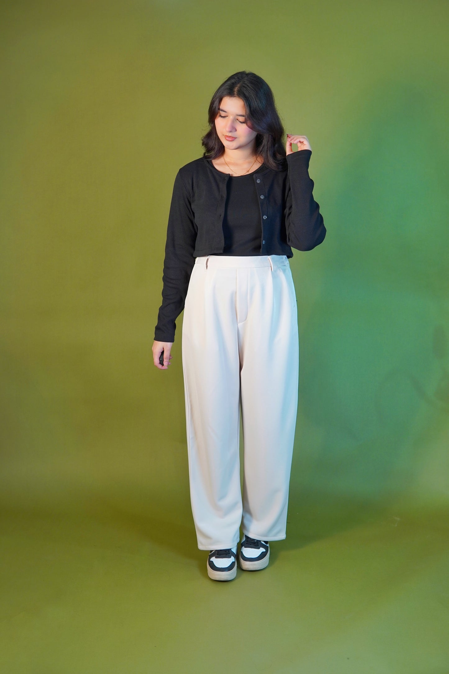 Korean pleated pants - cream