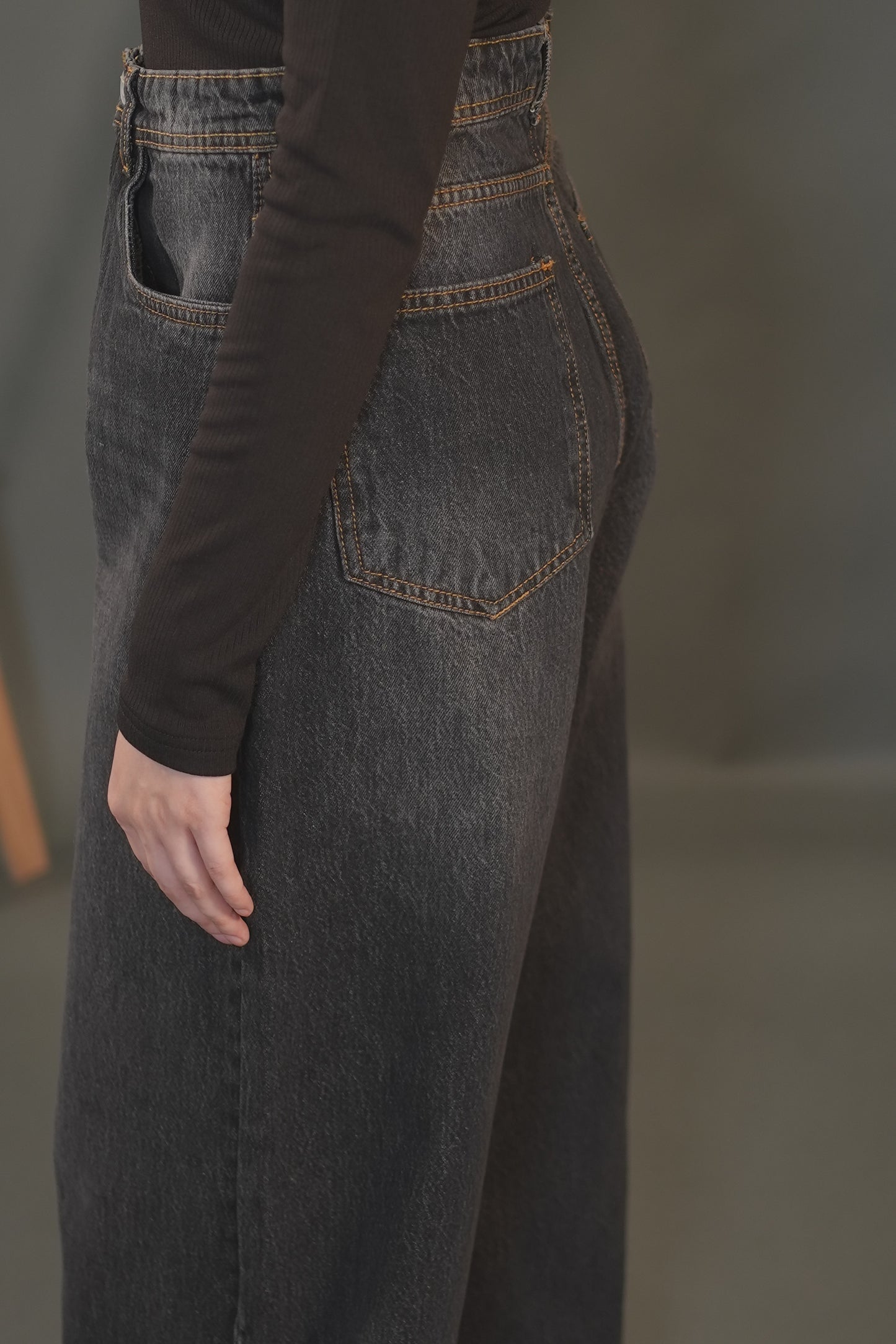 Wide leg Jeans - greyblack006